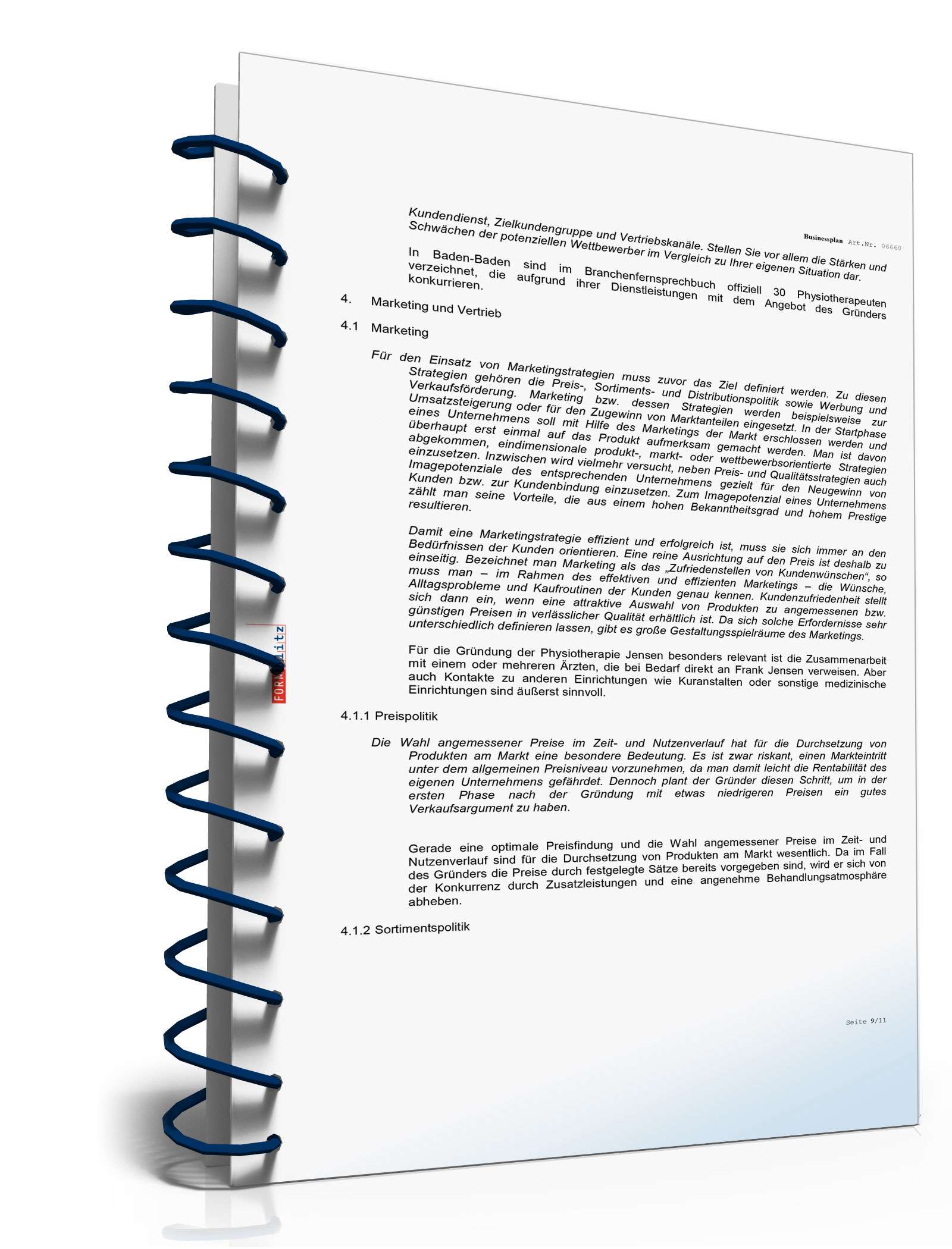 Businessplan Physiotherapie Excel. Seite: 8