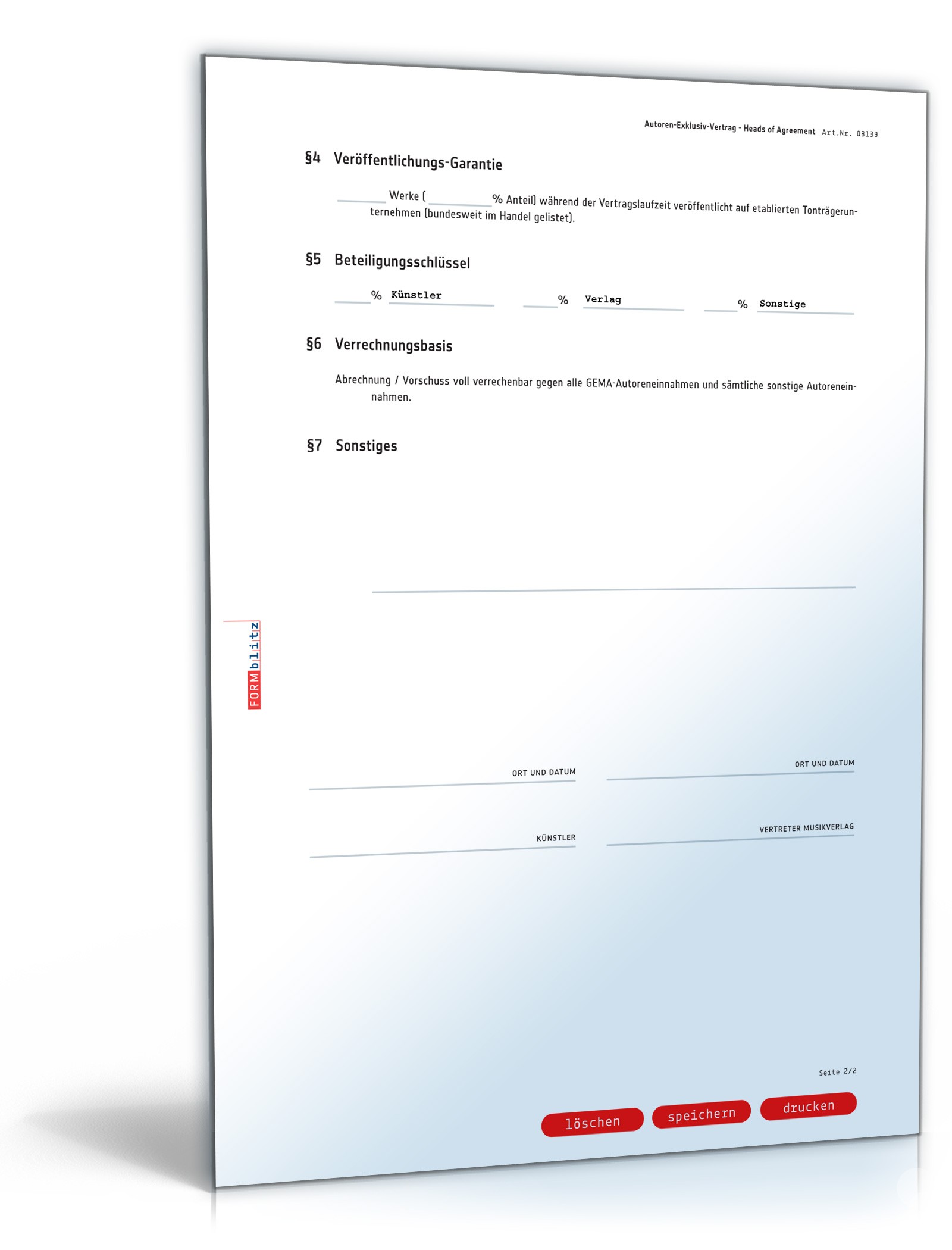 Absichtserklärung zum Autoren-Exklusiv-Vertrag PDF. Seite: 2