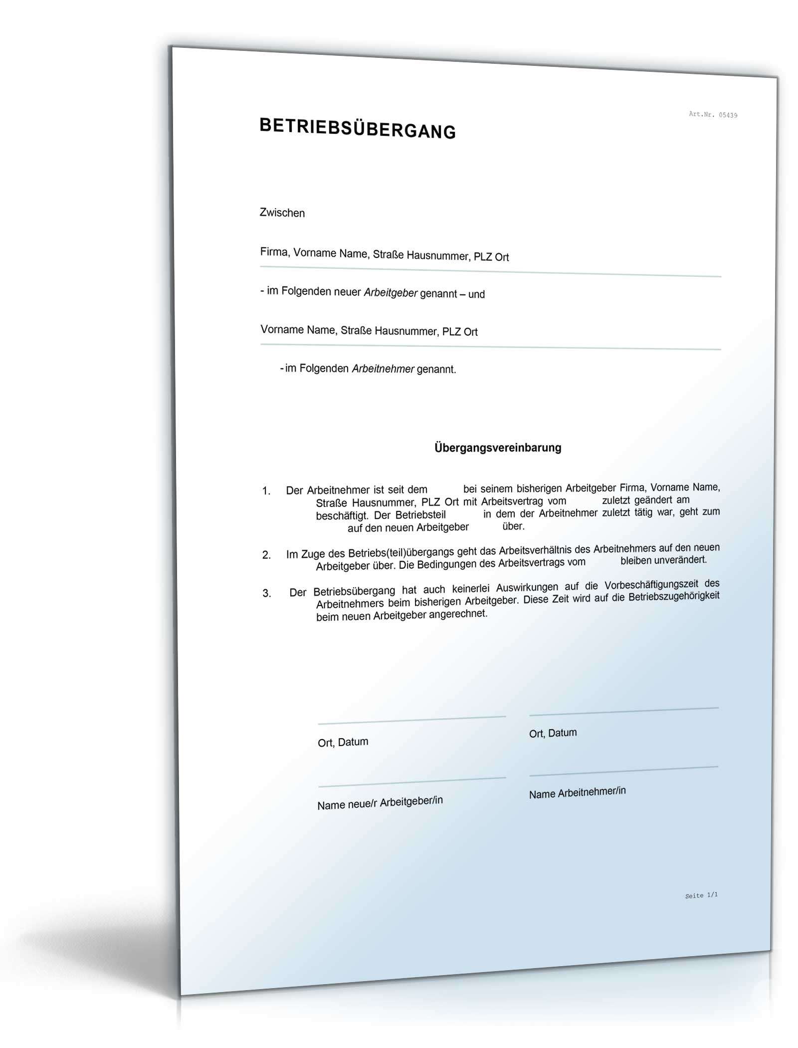 Vereinbarung Betriebsübergang Word. Seite: 2