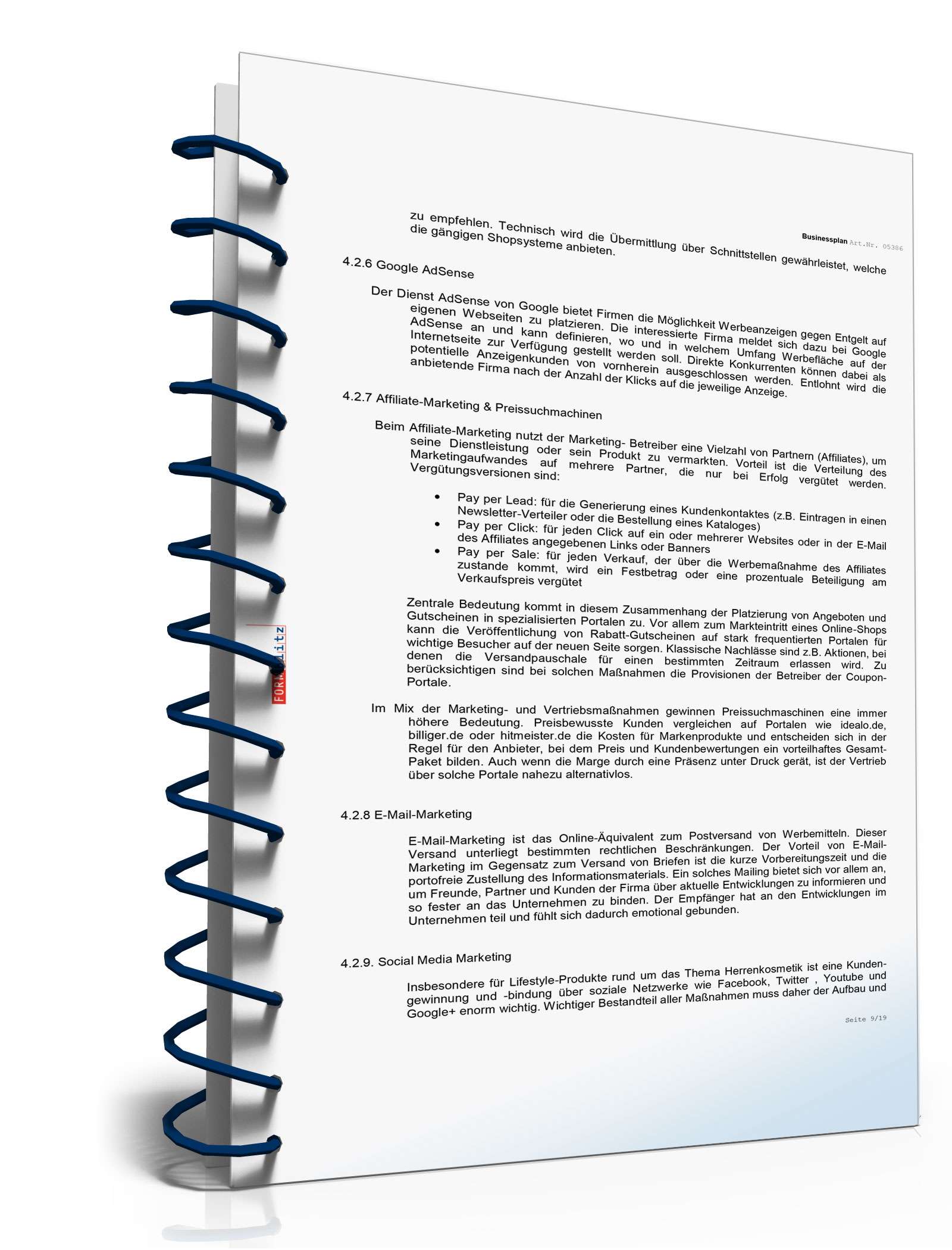 Businessplan Online-Shop Excel. Seite: 7