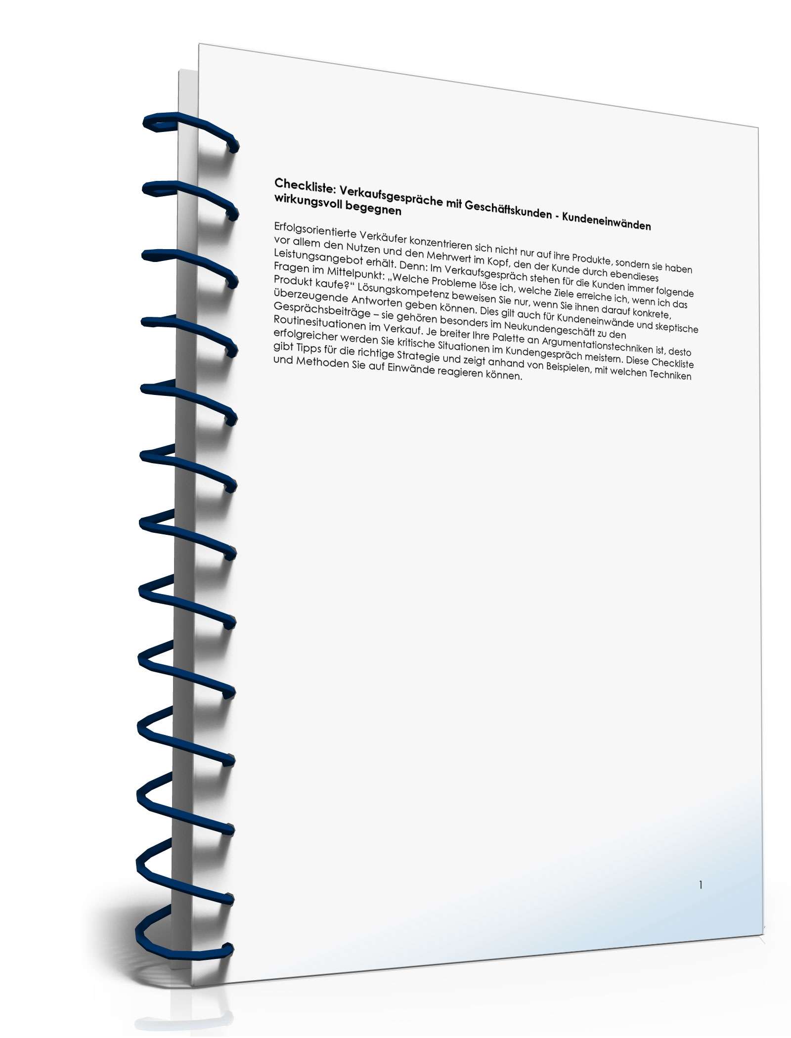 Checkliste Kundeneinwänden wirkungsvoll begegnen PDF