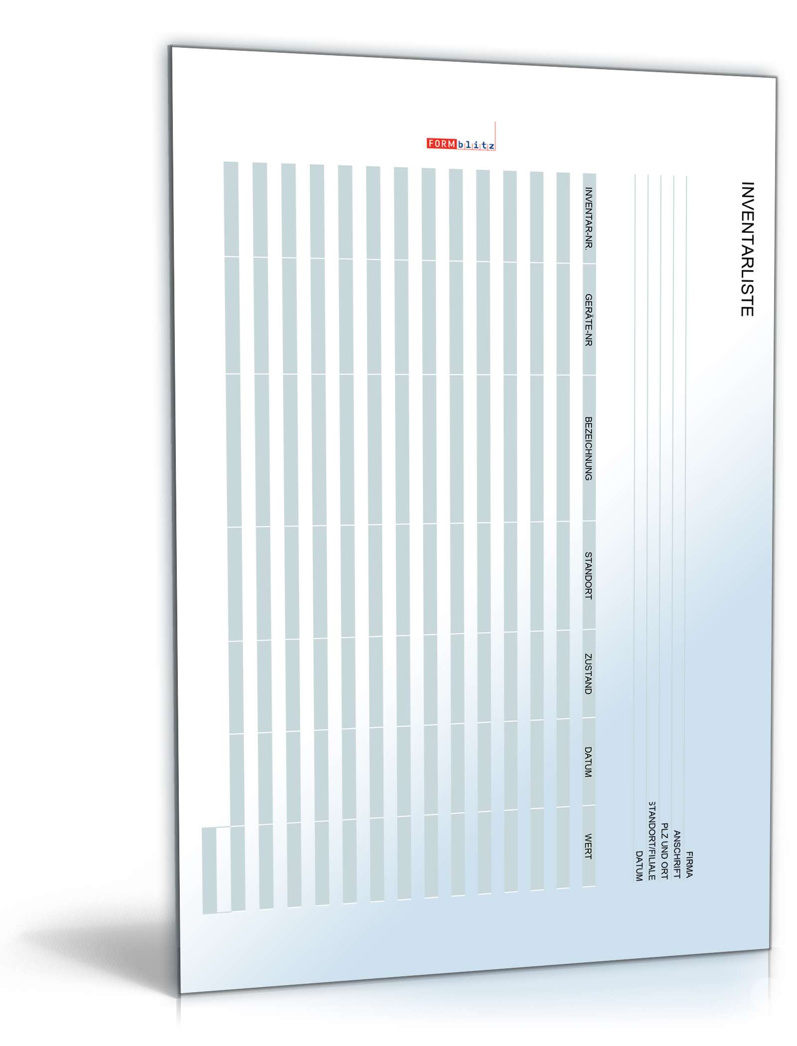 Inventarliste Büro Excel