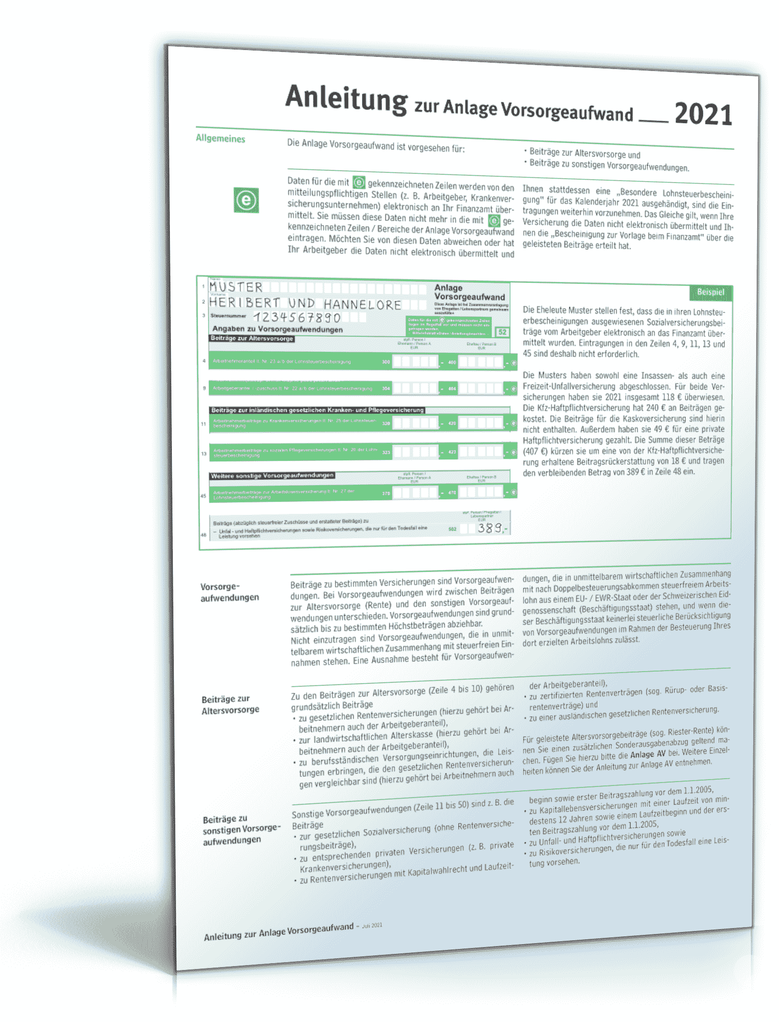 Anleitung Anlage Vorsorgeaufwand 2021 PDF