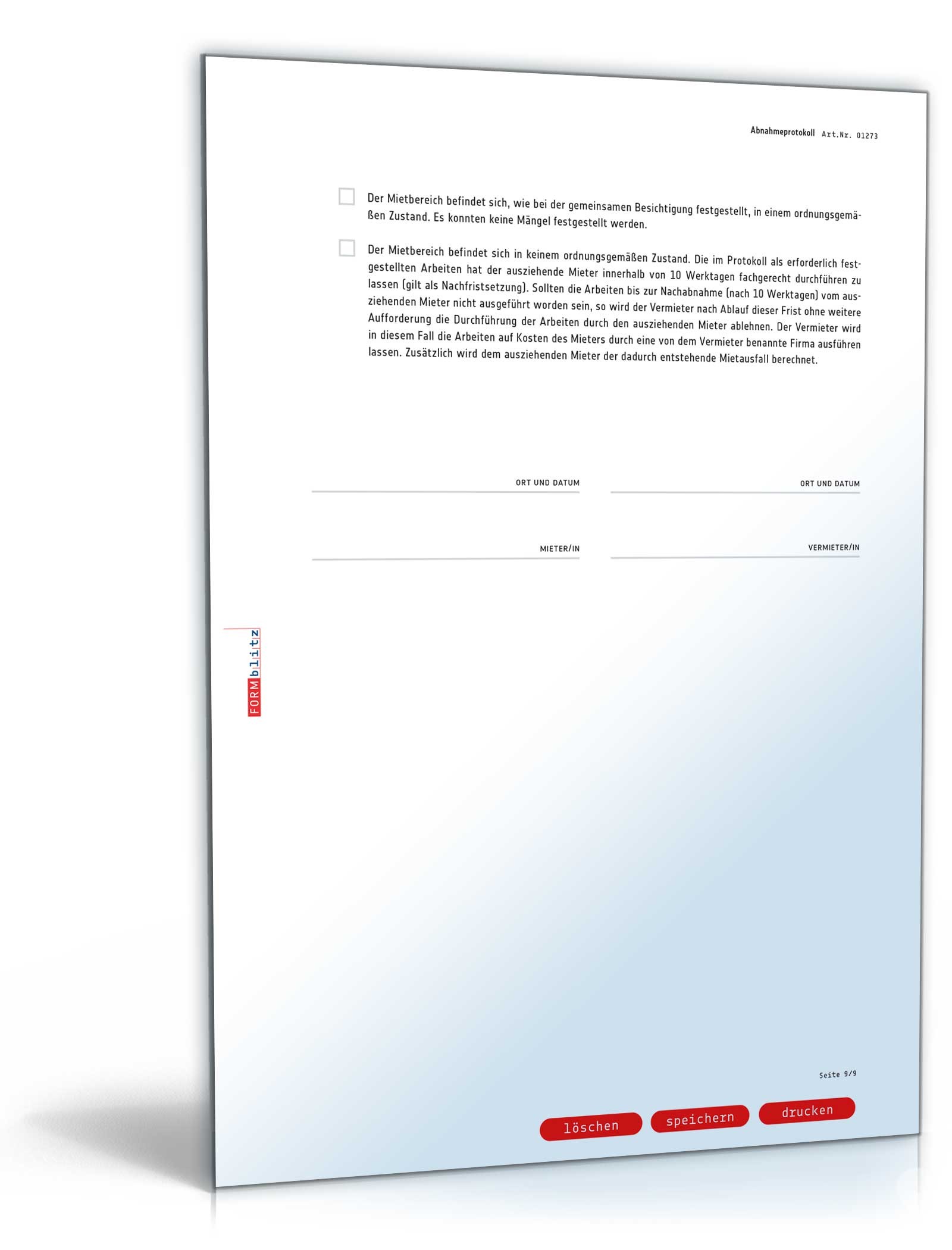 Abnahmeprotokoll Wohnung PDF. Seite: 10