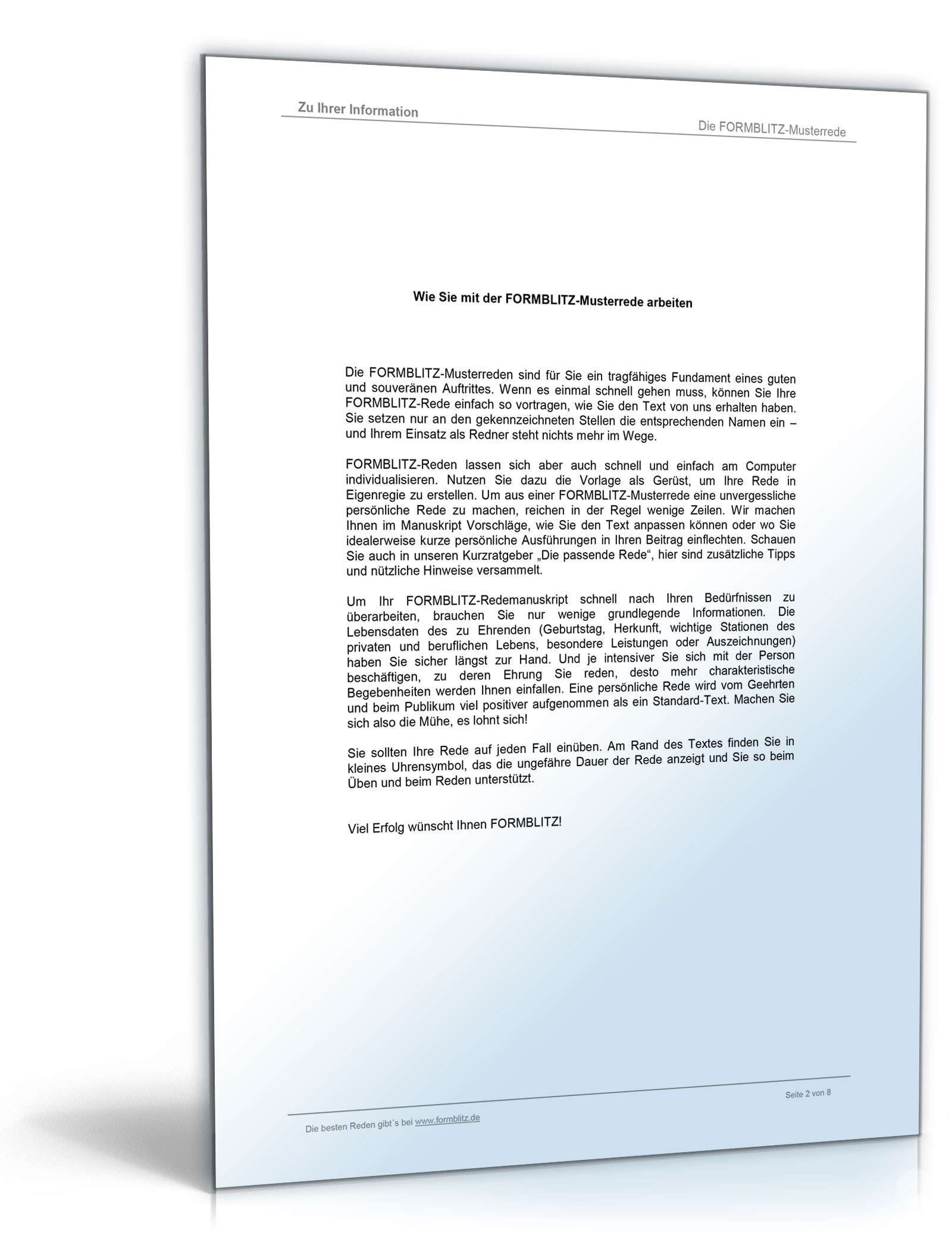 Musterrede zum 50. Geburtstag  Excel