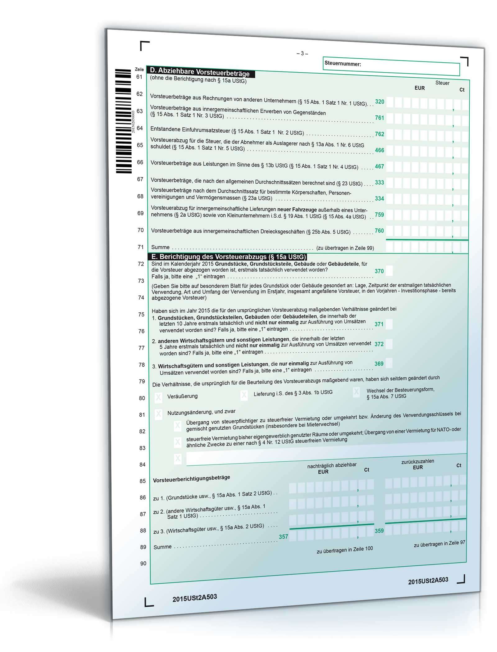 Umsatzsteuererklärung 2015 PDF. Seite: 3