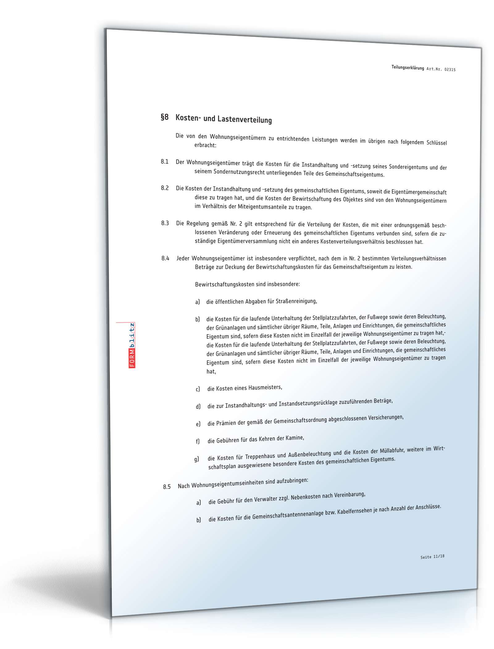 Teilungserklärung Wohnungseigentum PDF. Seite: 11