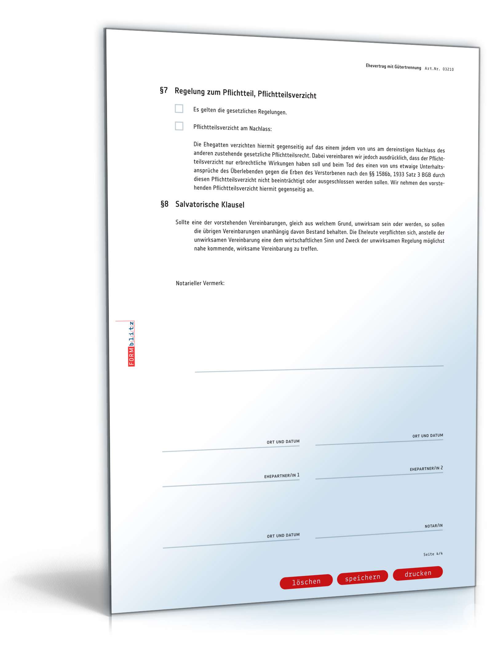 Ehevertrag mit Gütertrennung PDF. Seite: 4