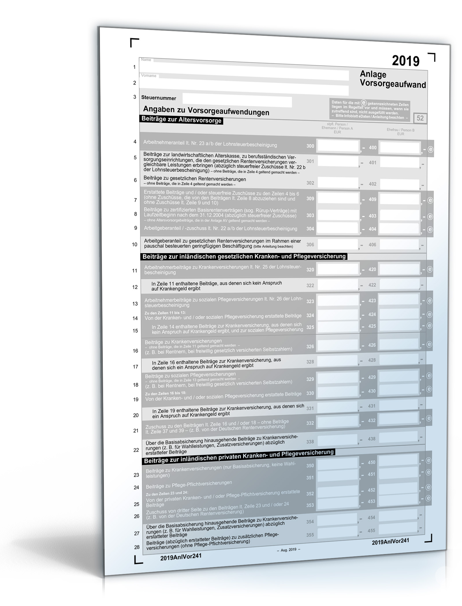 Anlage Vorsorgeaufwand 2019 PDF