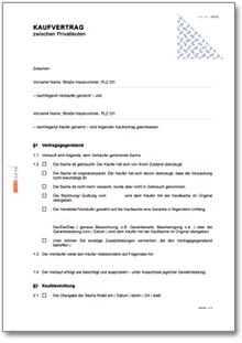 Kaufvertrag zwischen Privatleuten Word