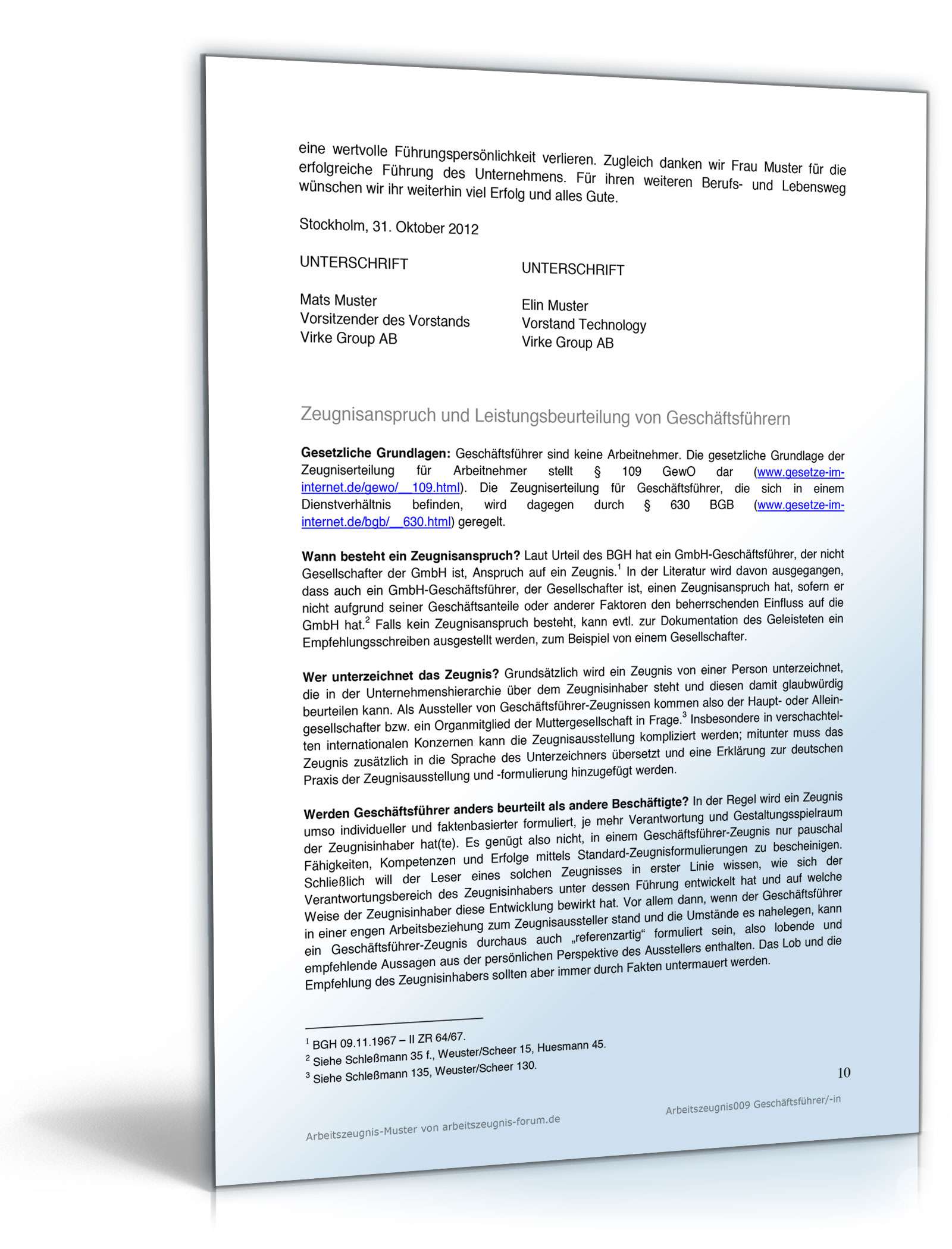 Arbeitszeugnis Geschäftsführer  PDF. Seite: 10