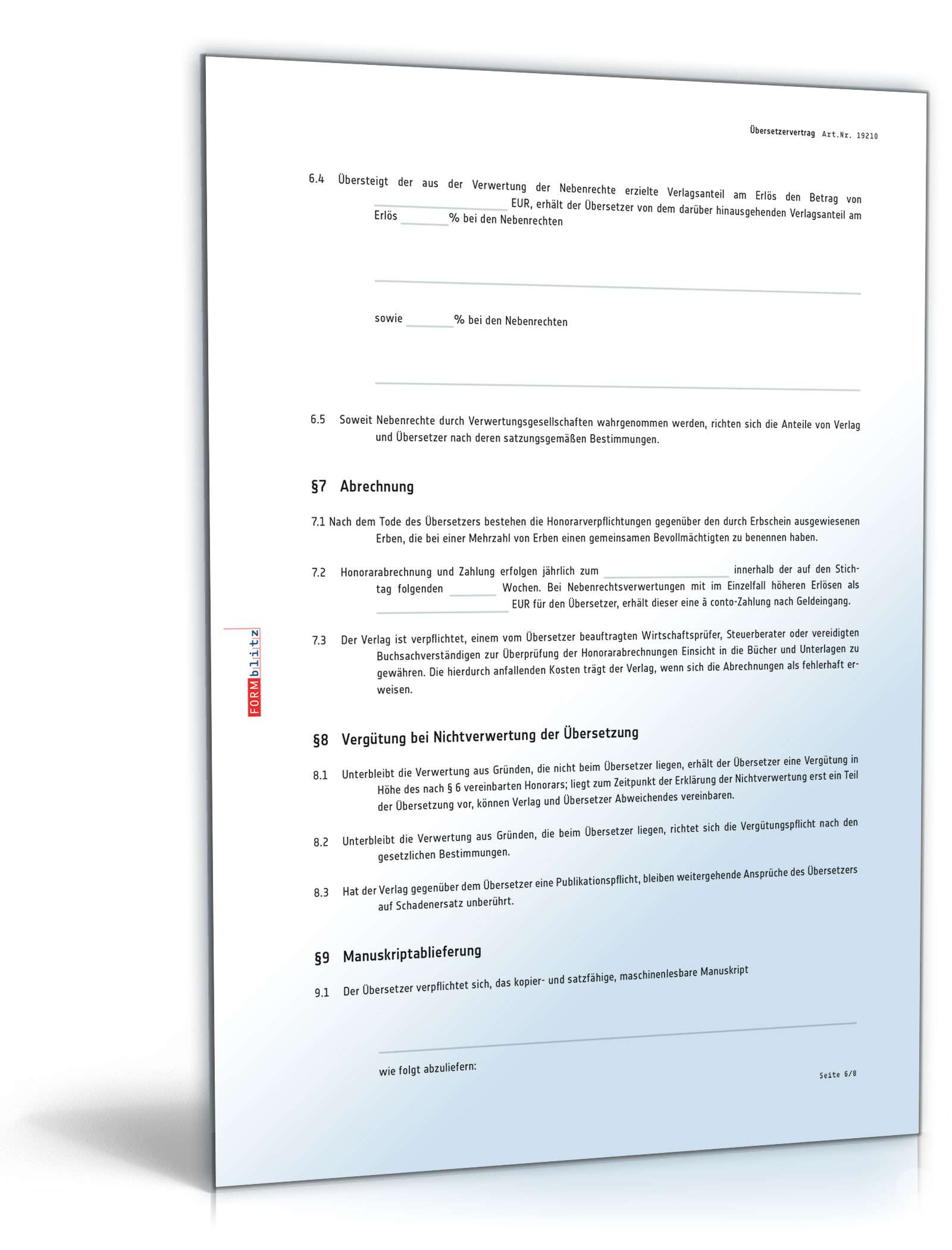 Übersetzervertrag PDF. Seite: 6