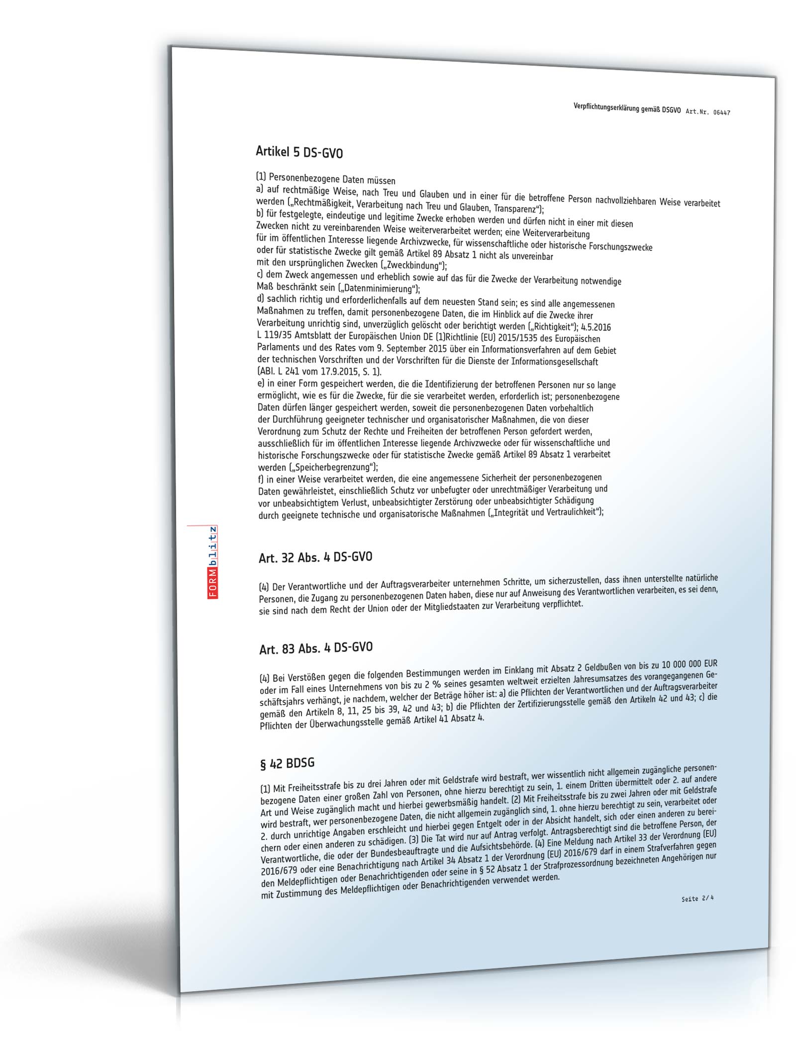 Verpflichtungserklärung gemäß DSGVO PDF. Seite: 2