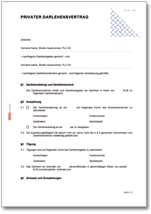 Privater Darlehensvertrag Word