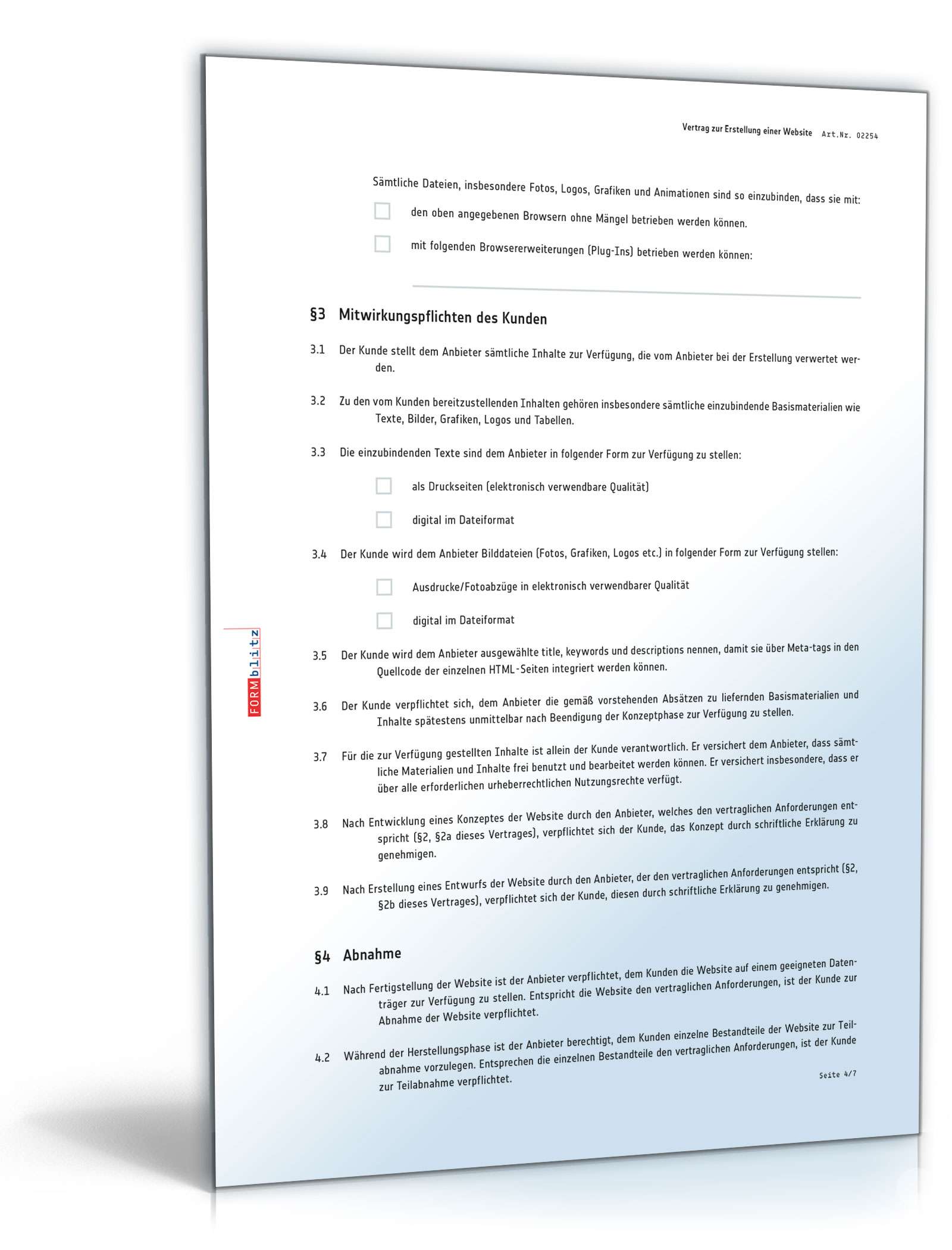 Website-Erstellungsvertrag PDF. Seite: 4