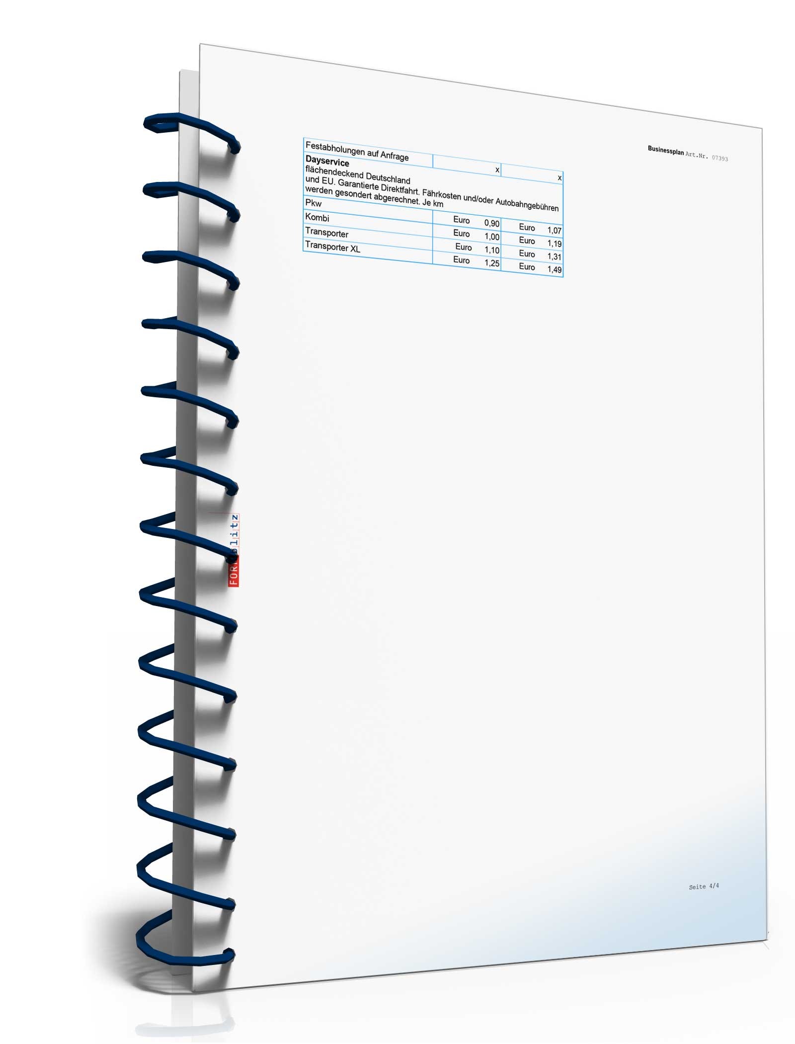 Businessplan Kurierdienst Excel. Seite: 2