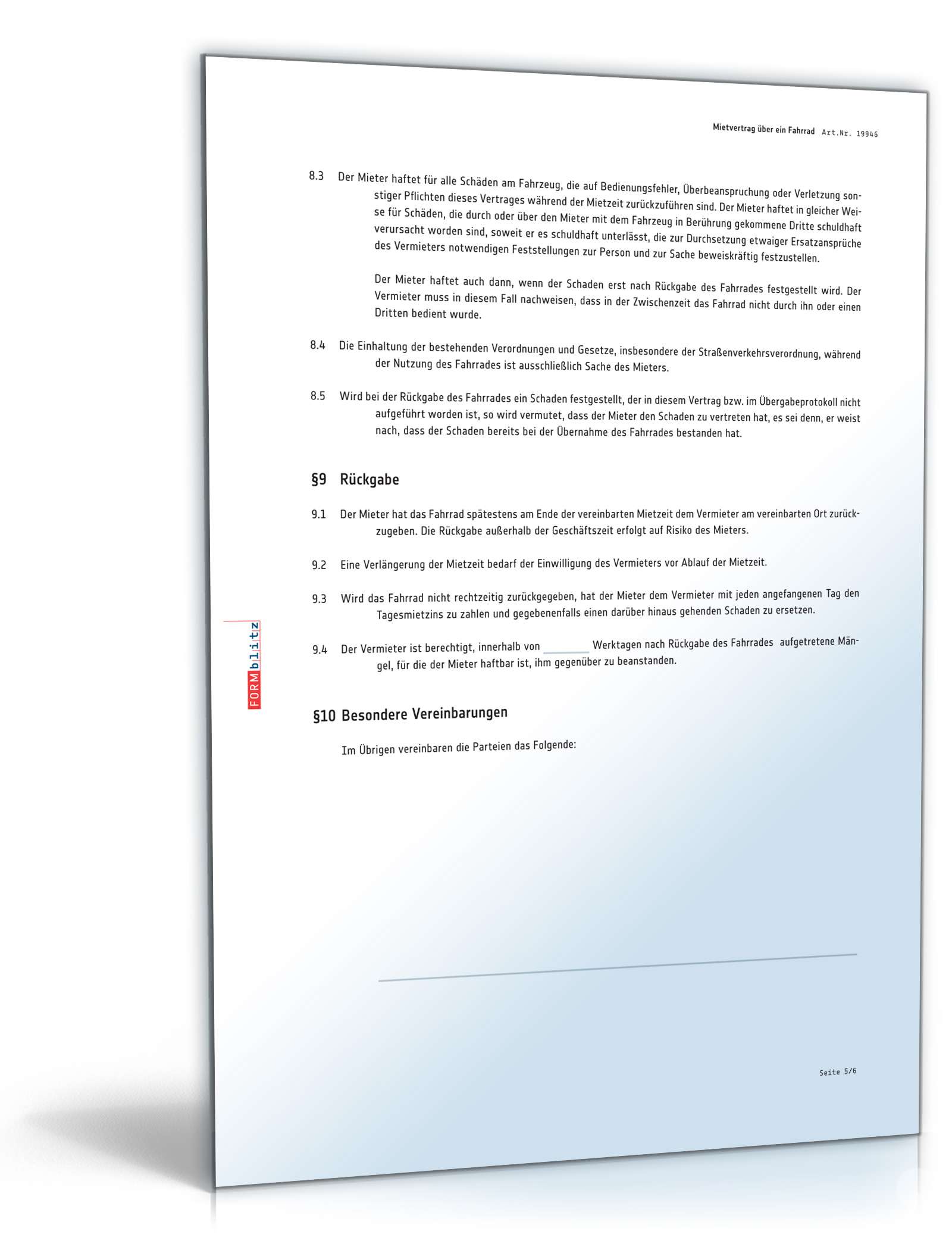 Mietvertrag Fahrrad PDF. Seite: 5