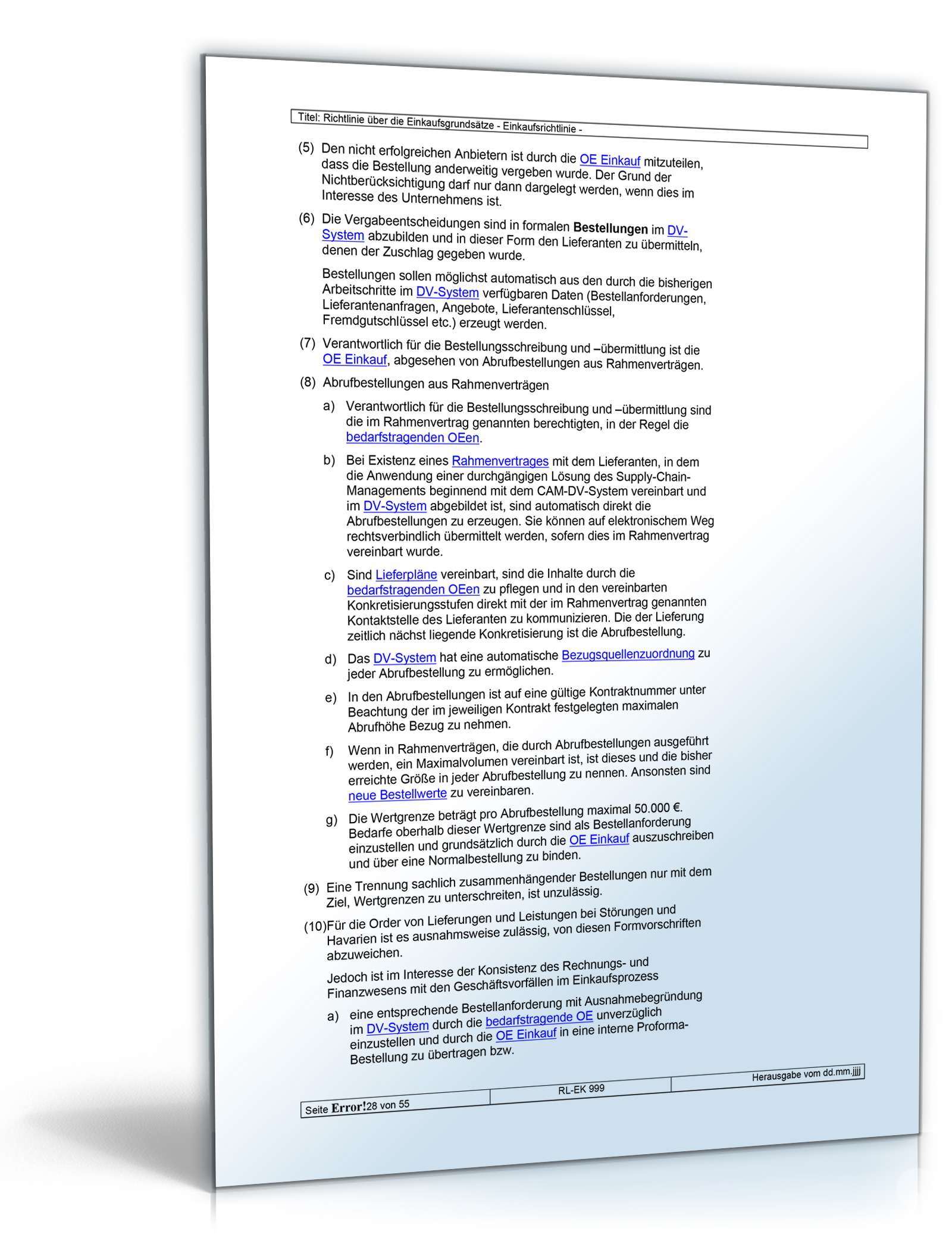 Richtlinien über die Einkaufsgrundsätze Word. Seite: 28
