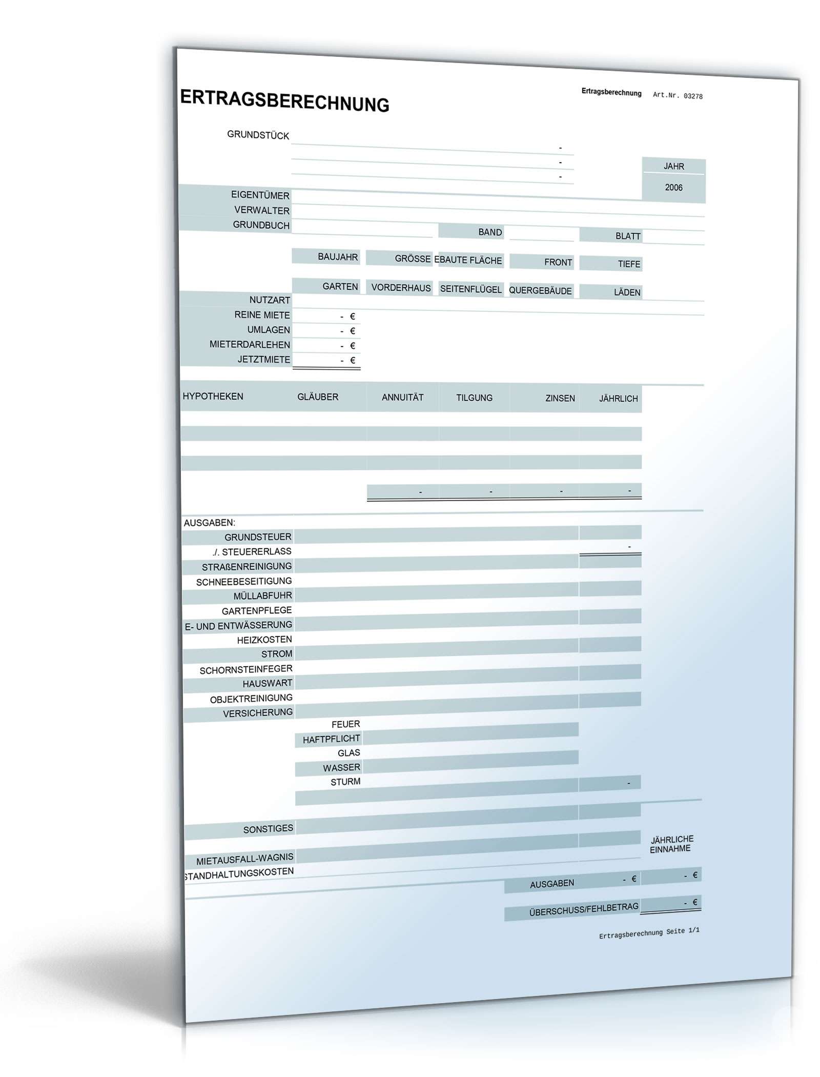 Berechnung Mietertrag Excel. Seite: 3