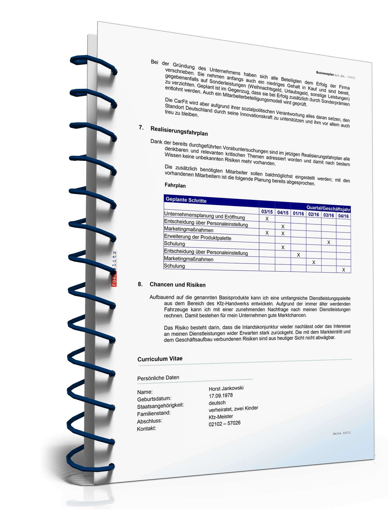 Businessplan Kfz-Werkstatt Excel. Seite: 7