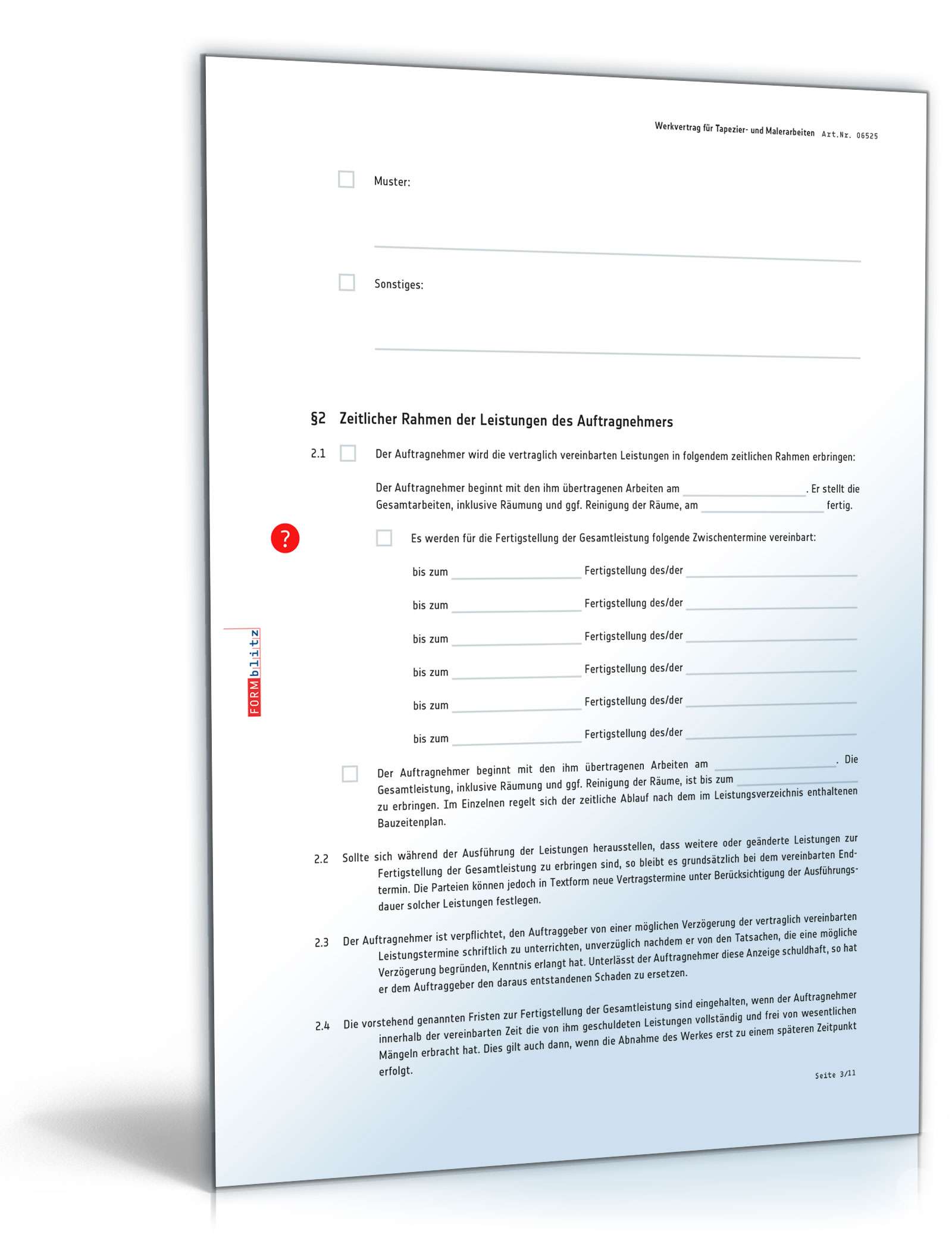 Werkvertrag Tapezier- und Malerarbeiten PDF. Seite: 3