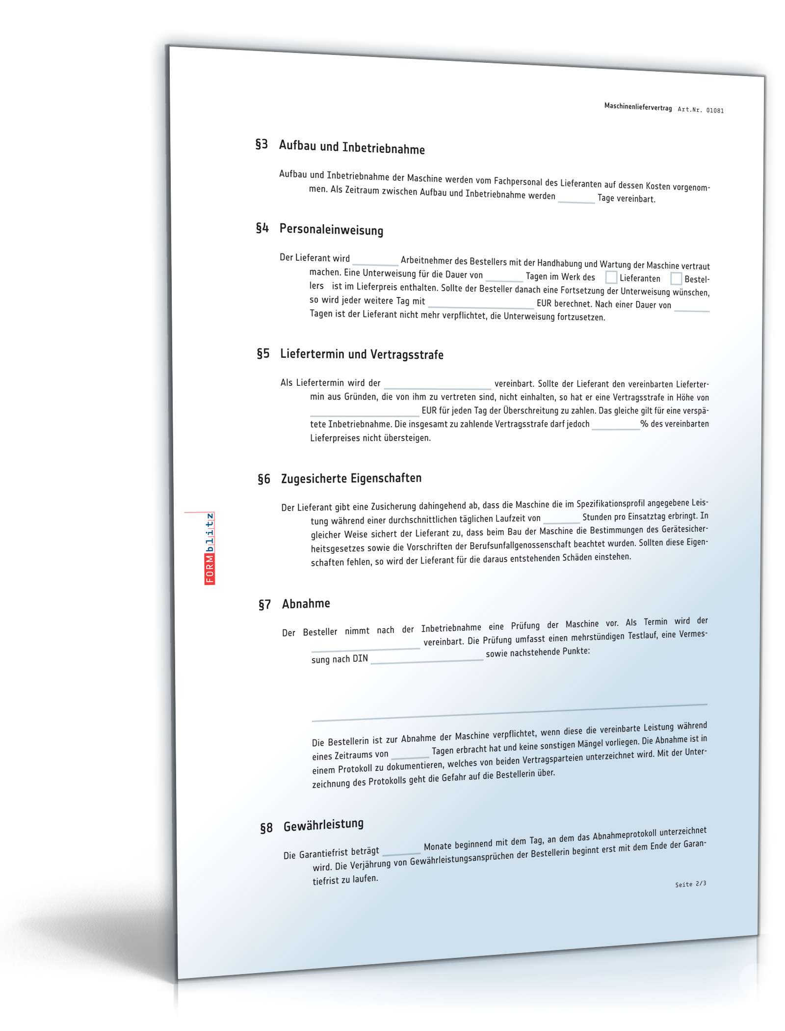 Maschinenliefervertrag PDF. Seite: 2