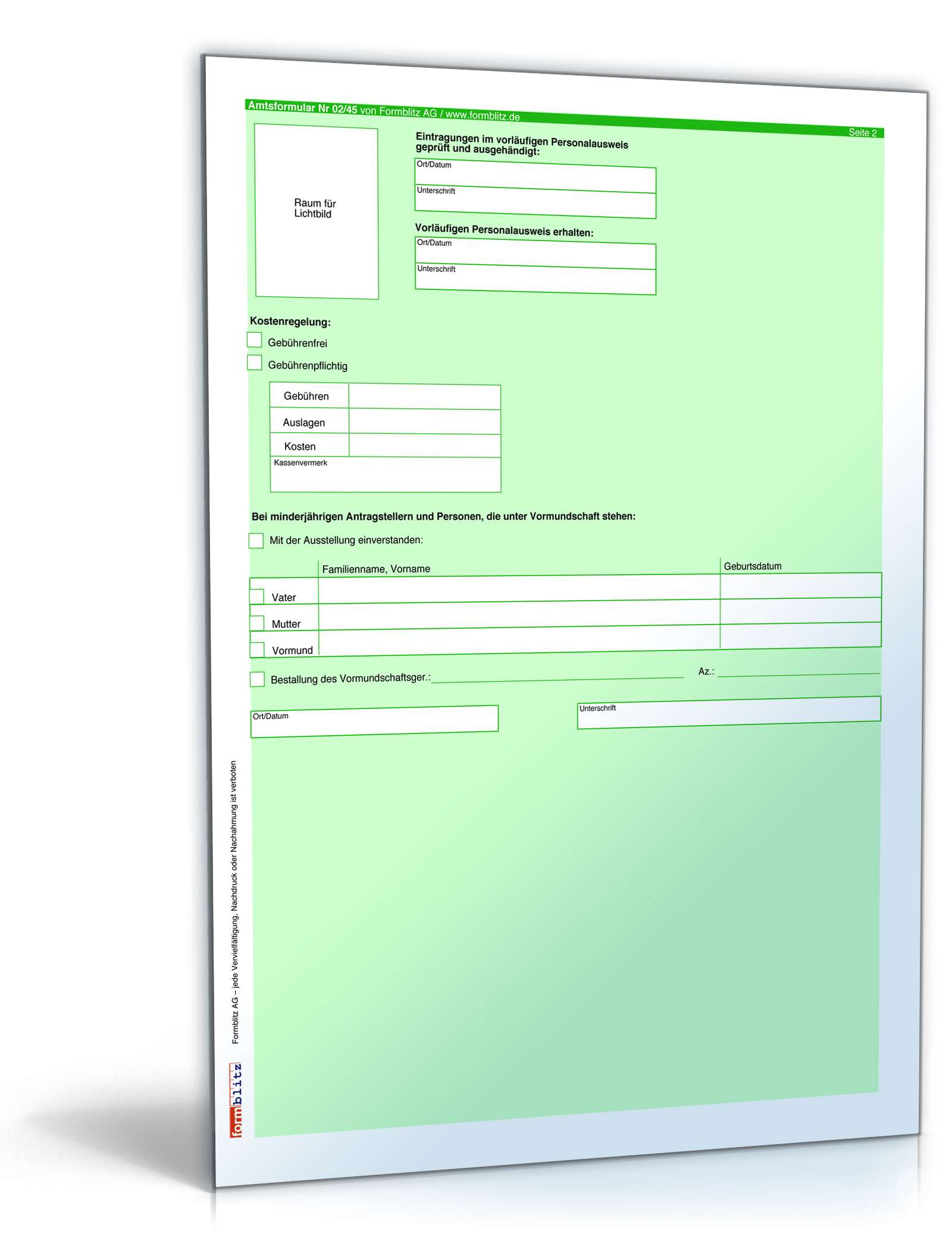 Antrag vorläufiger Personalausweis PDF. Seite: 2