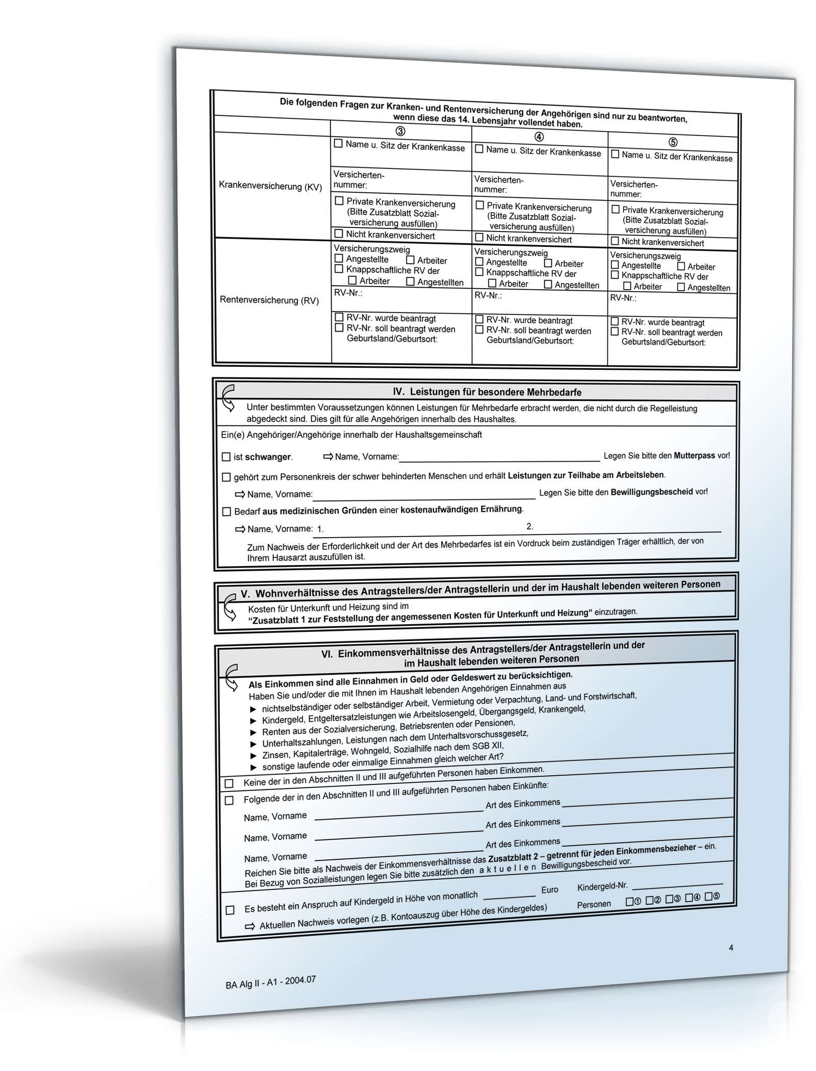 Antrag auf Bürgergeld PDF. Seite: 4