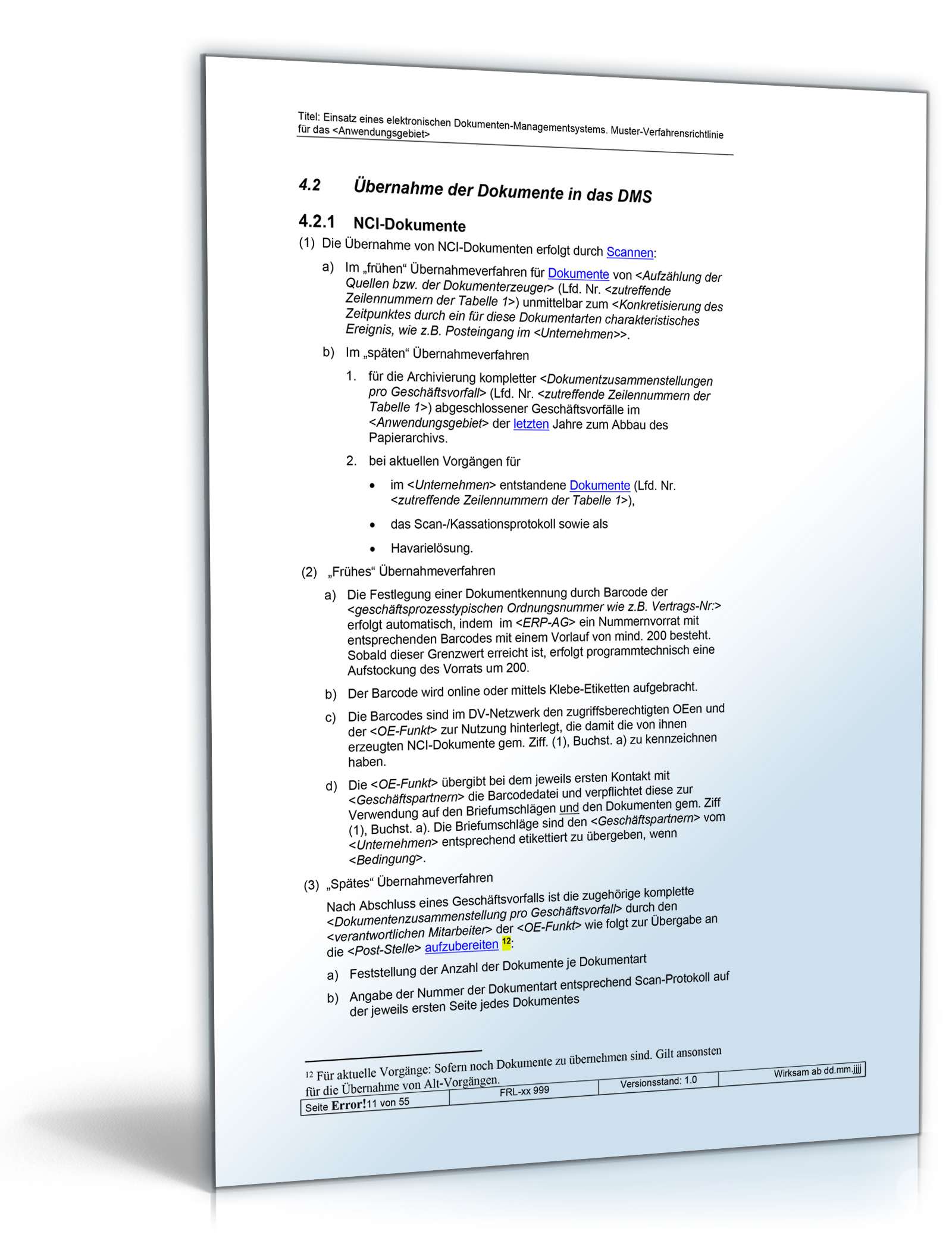 Verfahrensrichtlinie zum Einsatz eines elektronischen Dokumenten-Management-Systems
 Word. Seite: 10