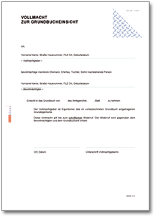 Vollmacht Grundbucheinsicht Word