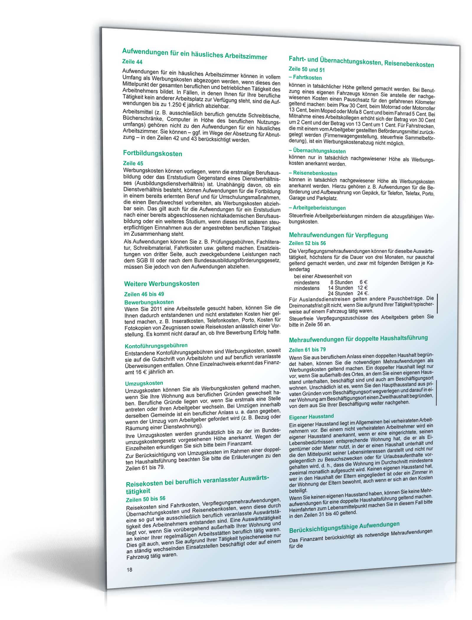 Anleitung zur Einkommensteuererklärung 2011 PDF. Seite: 18