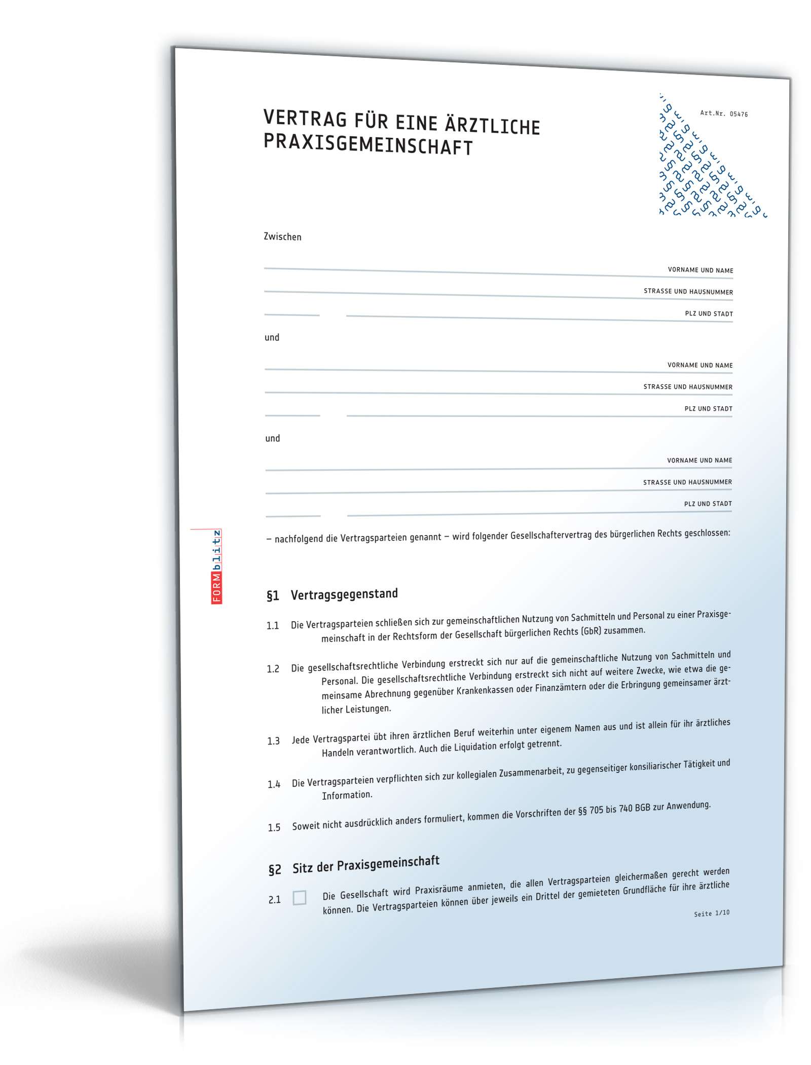 Vertrag Praxisgemeinschaft Ärzte PDF