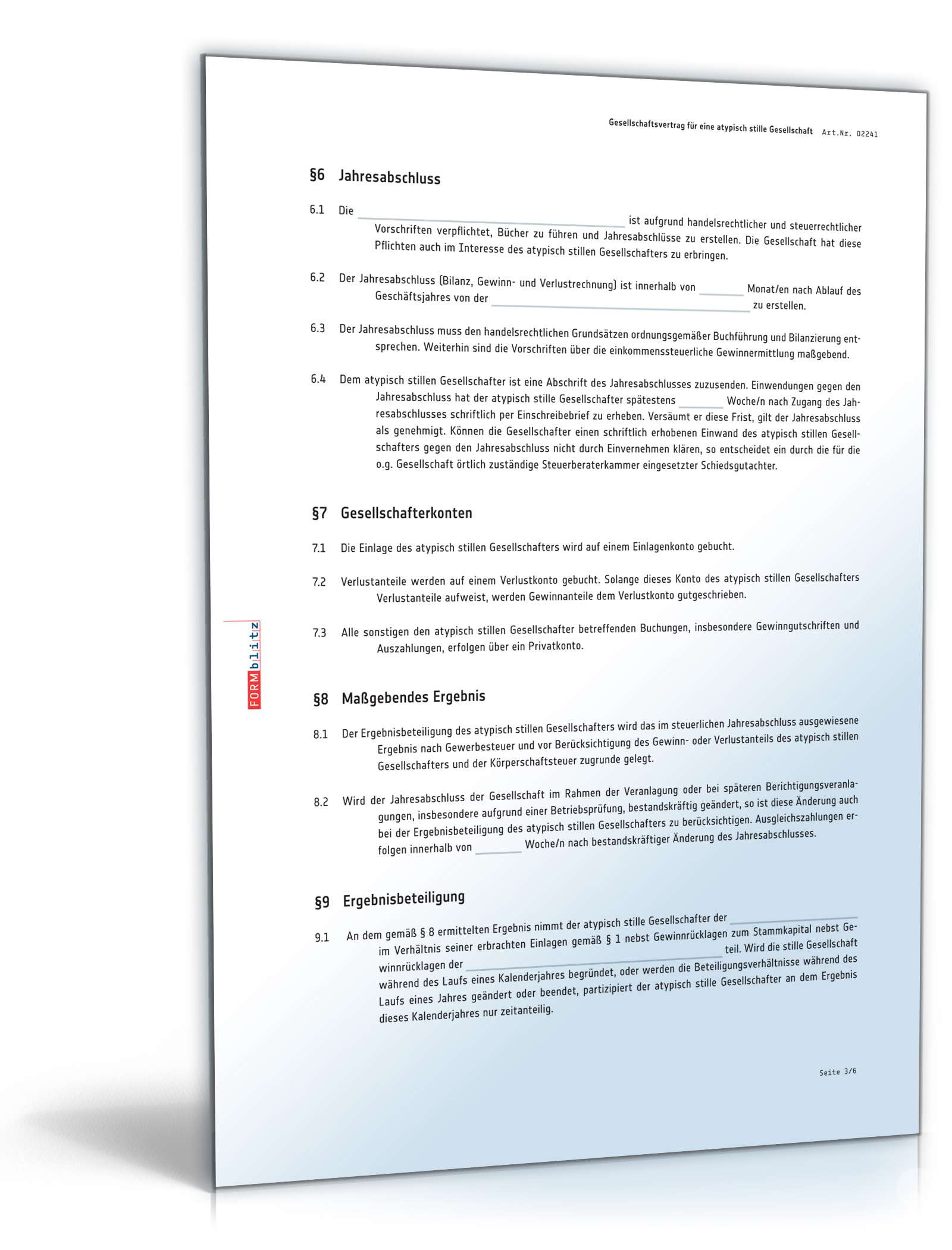 Gesellschaftsvertrag atypische stille Gesellschaft PDF. Seite: 3
