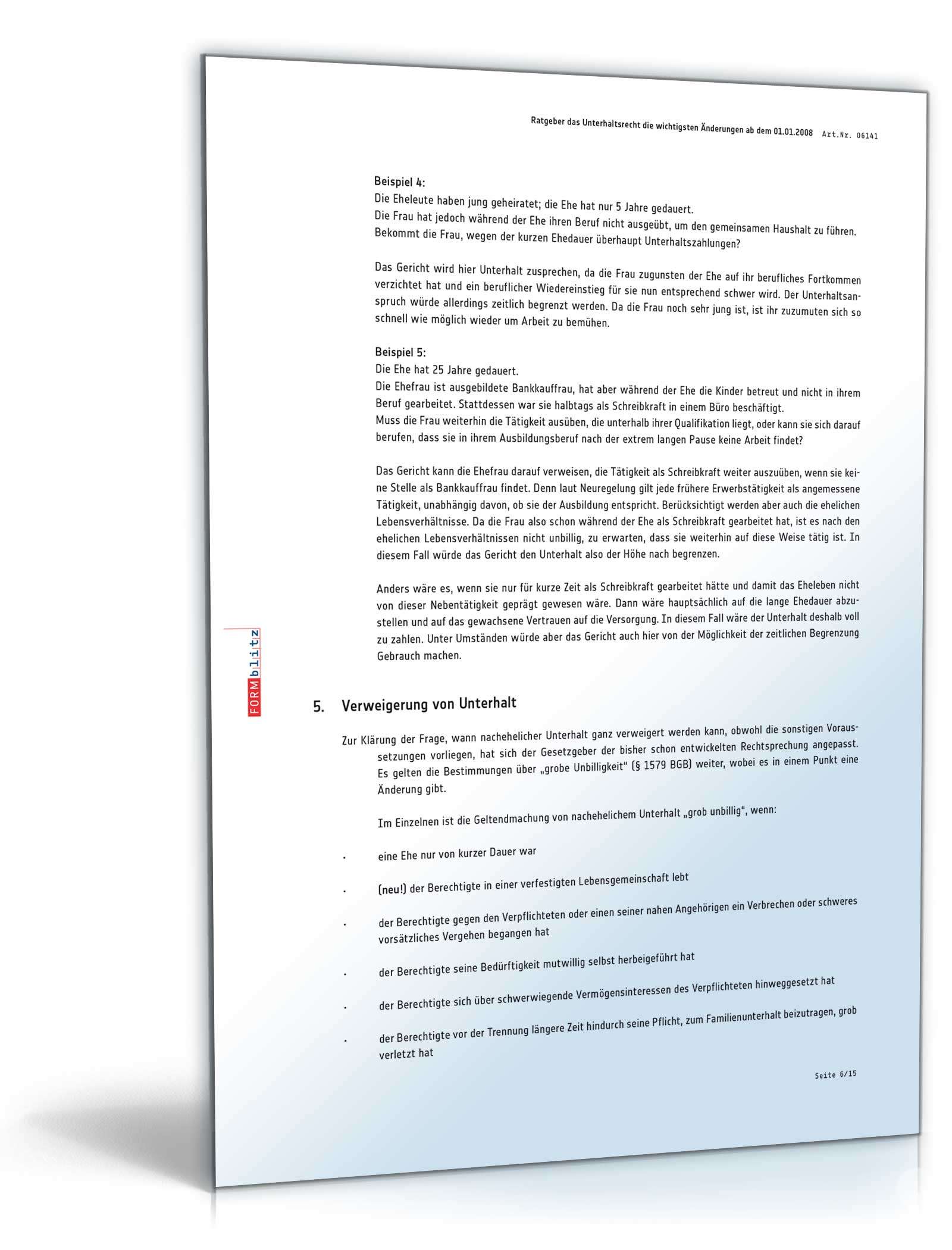 Ehevertrag nachehelicher Unterhalt inkl. Ratgeber Excel. Seite: 9