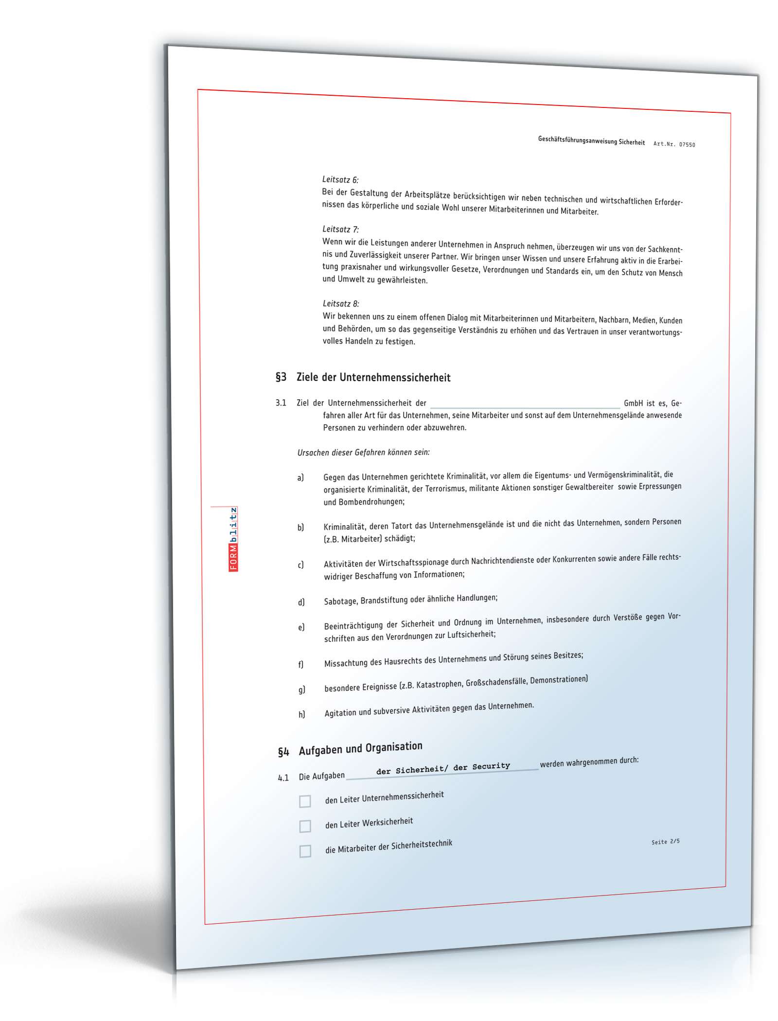 Geschäftsführungsanweisung Unternehmenssicherheit PDF. Seite: 2