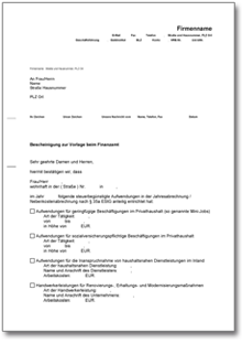 Bescheinigung über haushaltsnahe Dienstleistungen Word