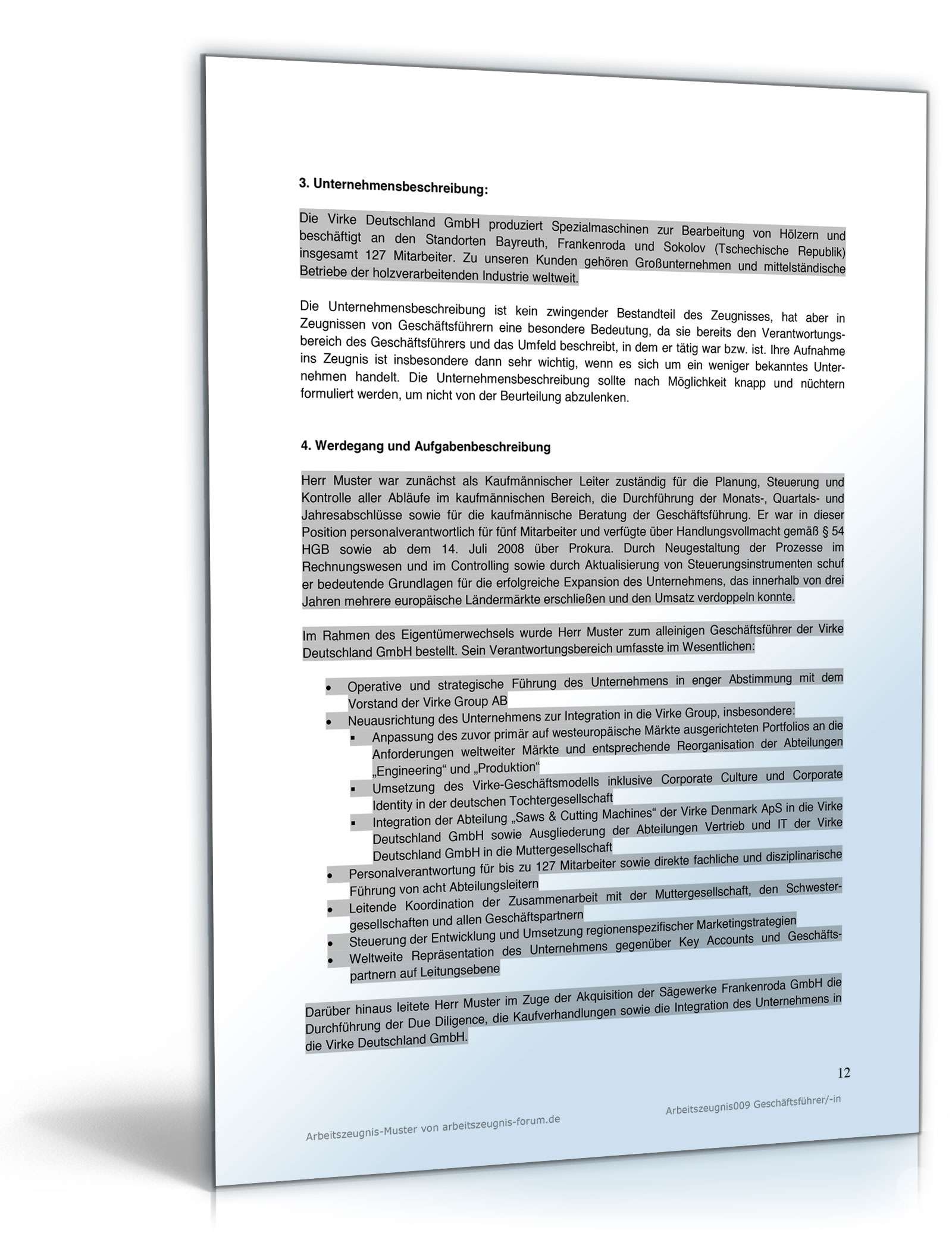 Arbeitszeugnis Geschäftsführer  PDF. Seite: 12
