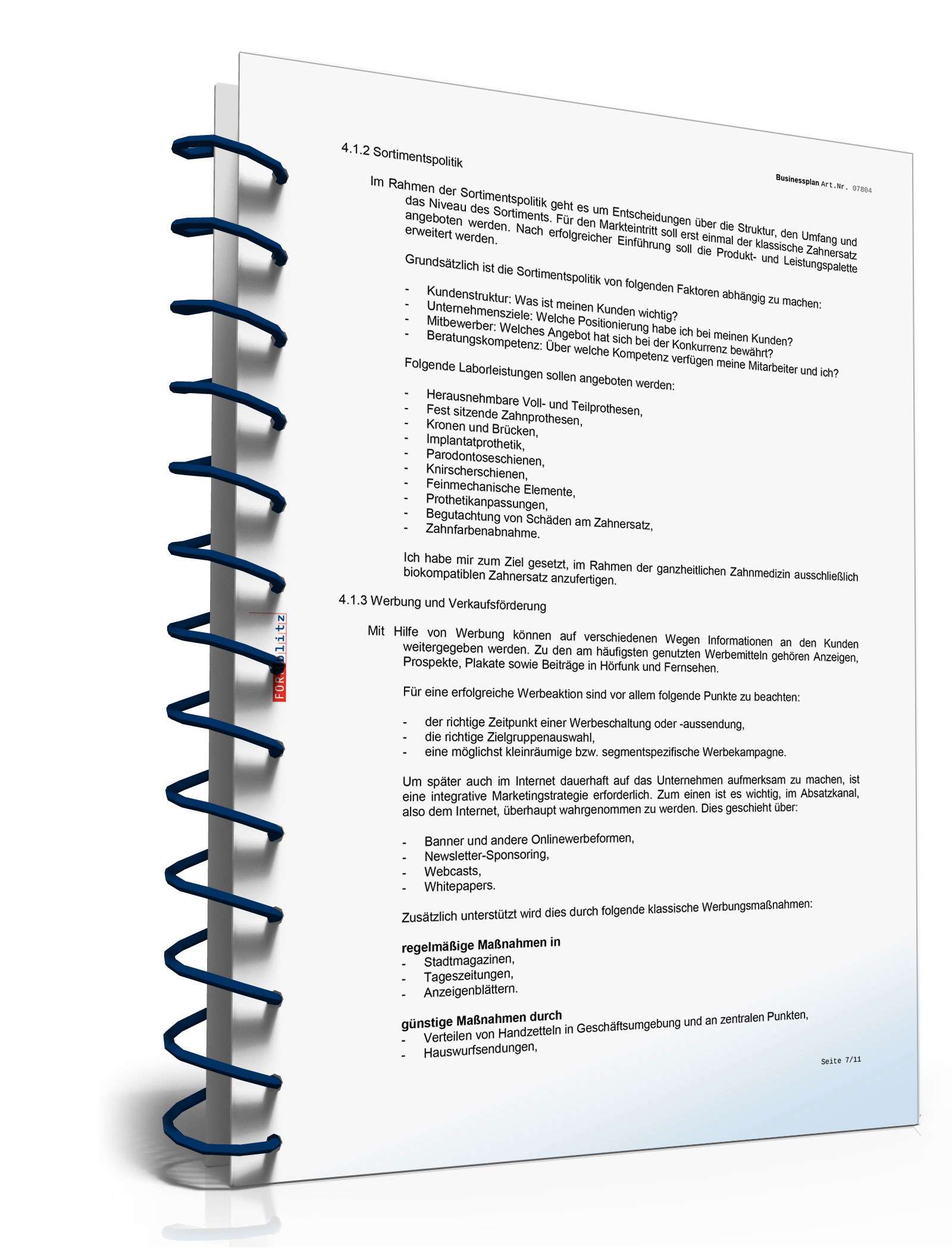 Businessplan Dentallabor Excel. Seite: 10