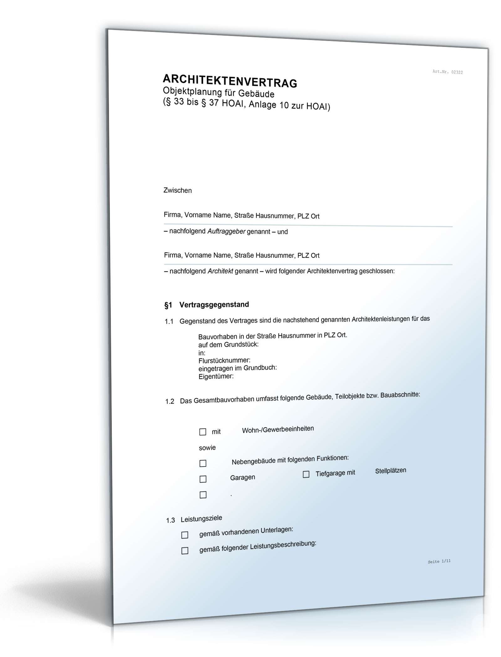 Architektenvertrag Word