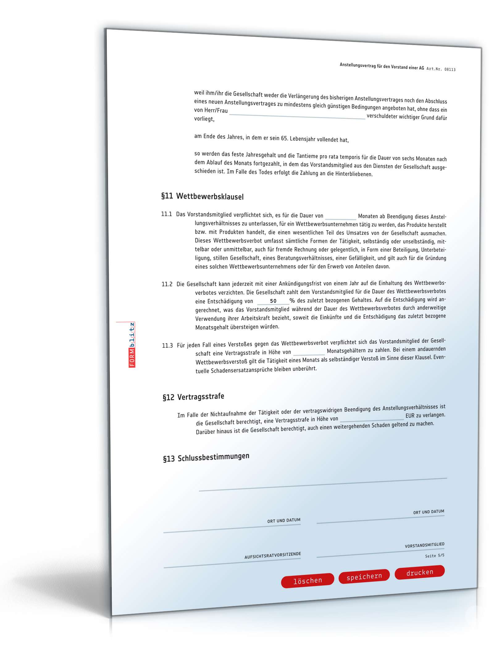 Anstellungsvertrag für den Vorstand einer Aktiengesellschaft PDF. Seite: 5