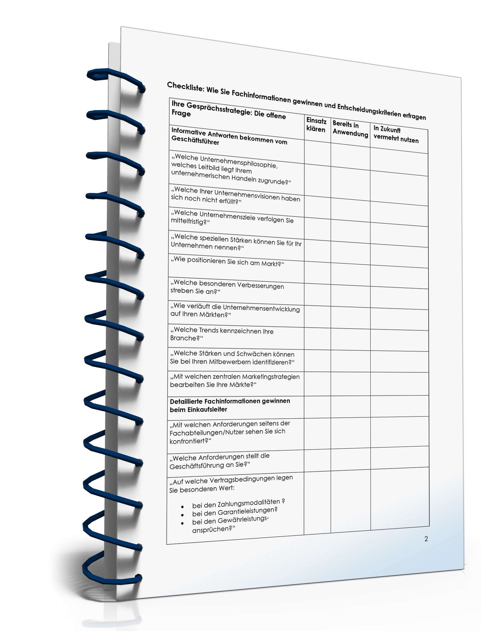 Checkliste Verkaufsgespräche mit Geschäftskunden PDF. Seite: 2
