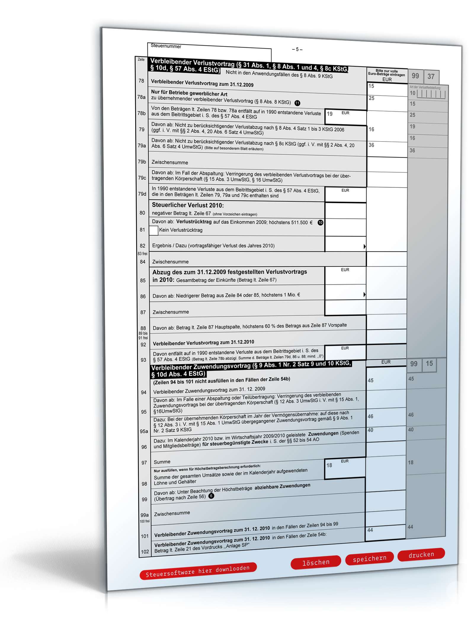 Körperschaftsteuererklärung 2010, unbeschr. Steuerpflichtige PDF. Seite: 5