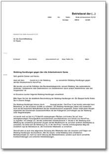 Aufforderung Arbeitgeber wegen Mobbing   Word