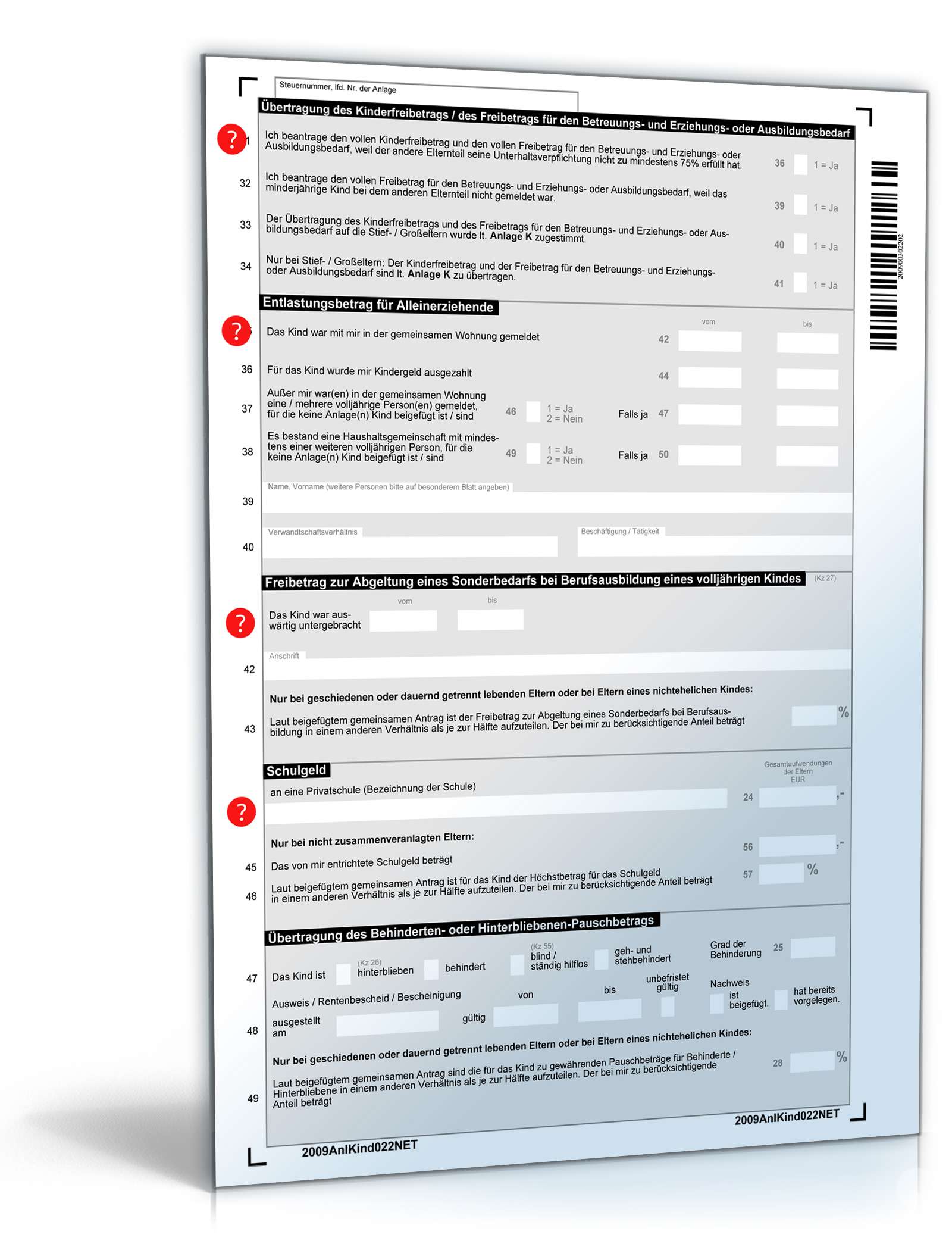 Anlage Kind 2009 PDF. Seite: 2