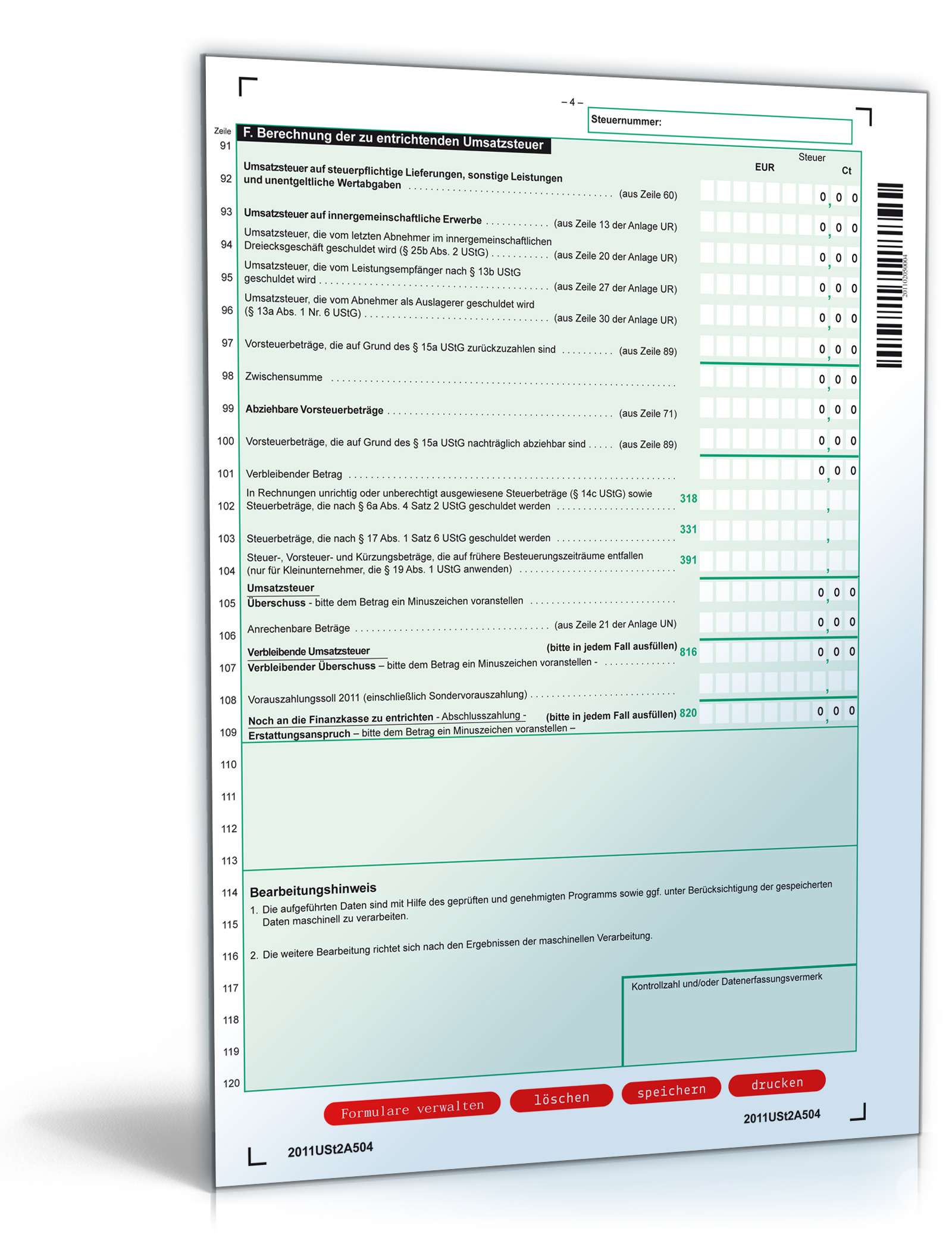 Umsatzsteuererklärung 2011 PDF. Seite: 4