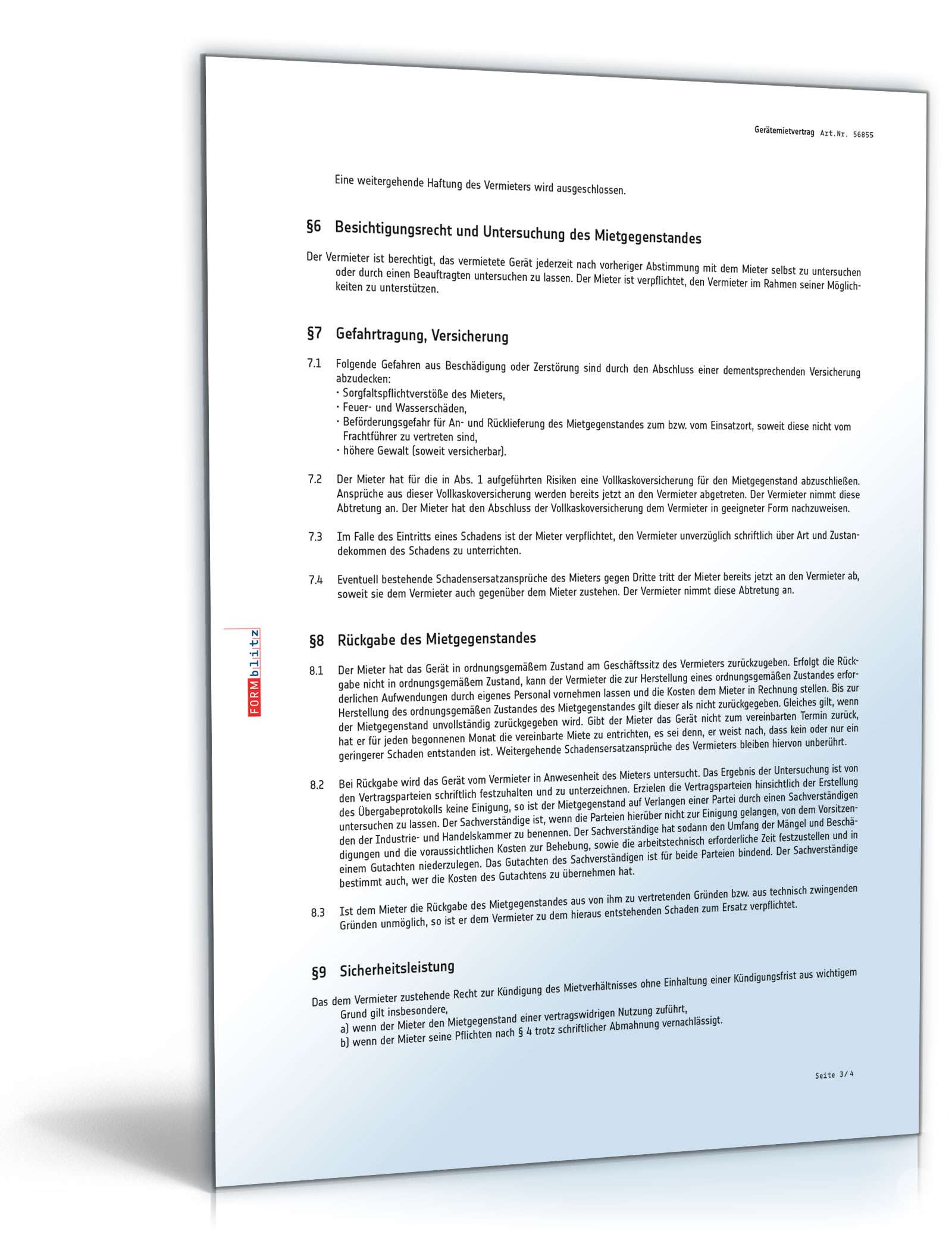 Gerätemietvertrag PDF. Seite: 3