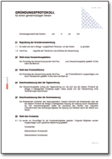 Gründungsprotokoll für einen gemeinnützigen Verein Word
