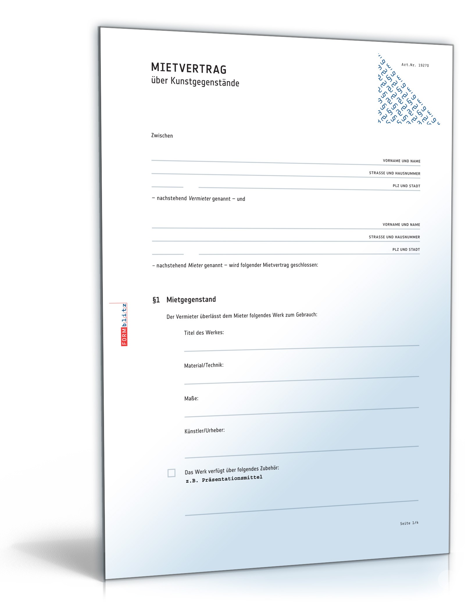 Mietvertrag Kunstgegenstand PDF
