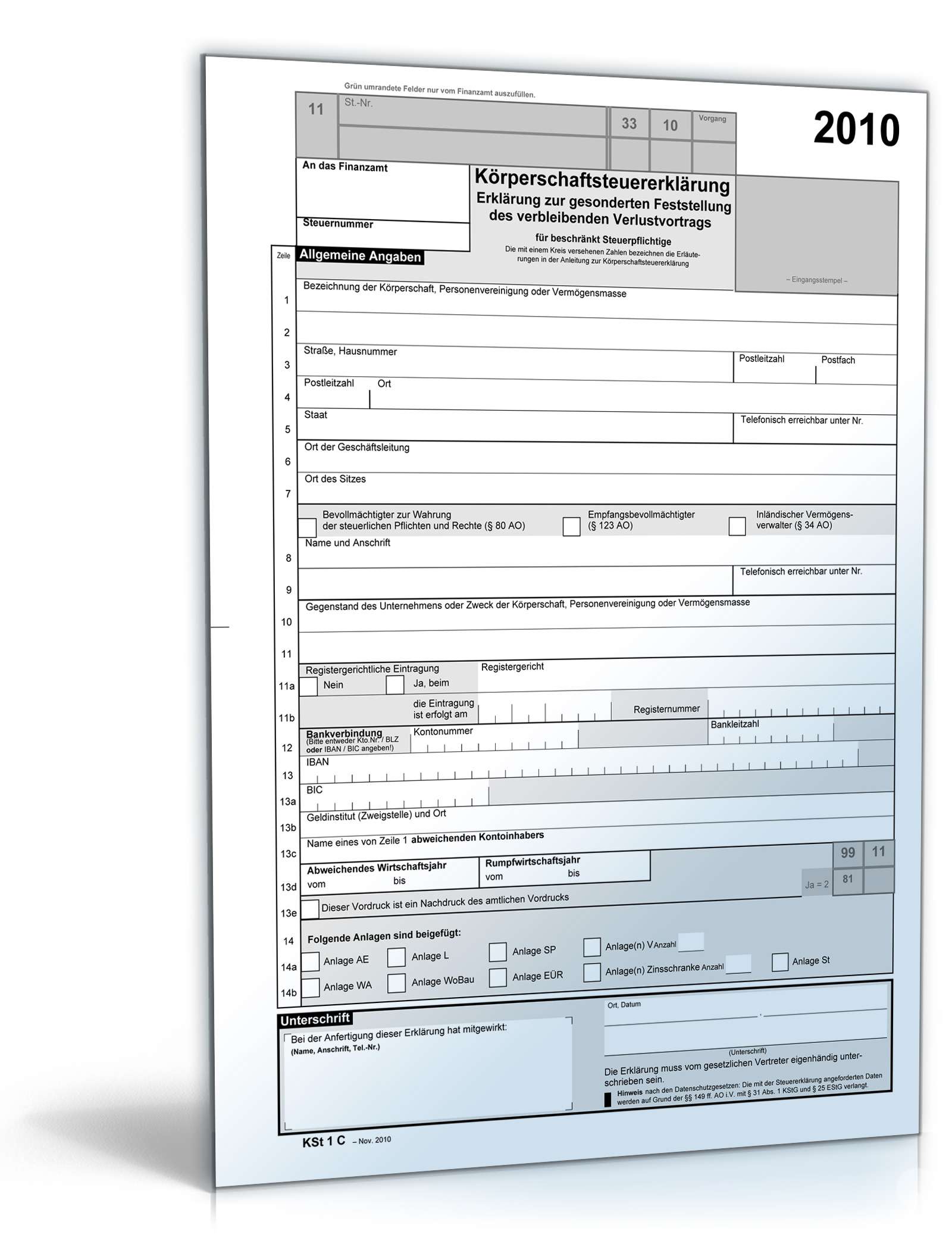 Körperschaftsteuererklärung 2010 PDF