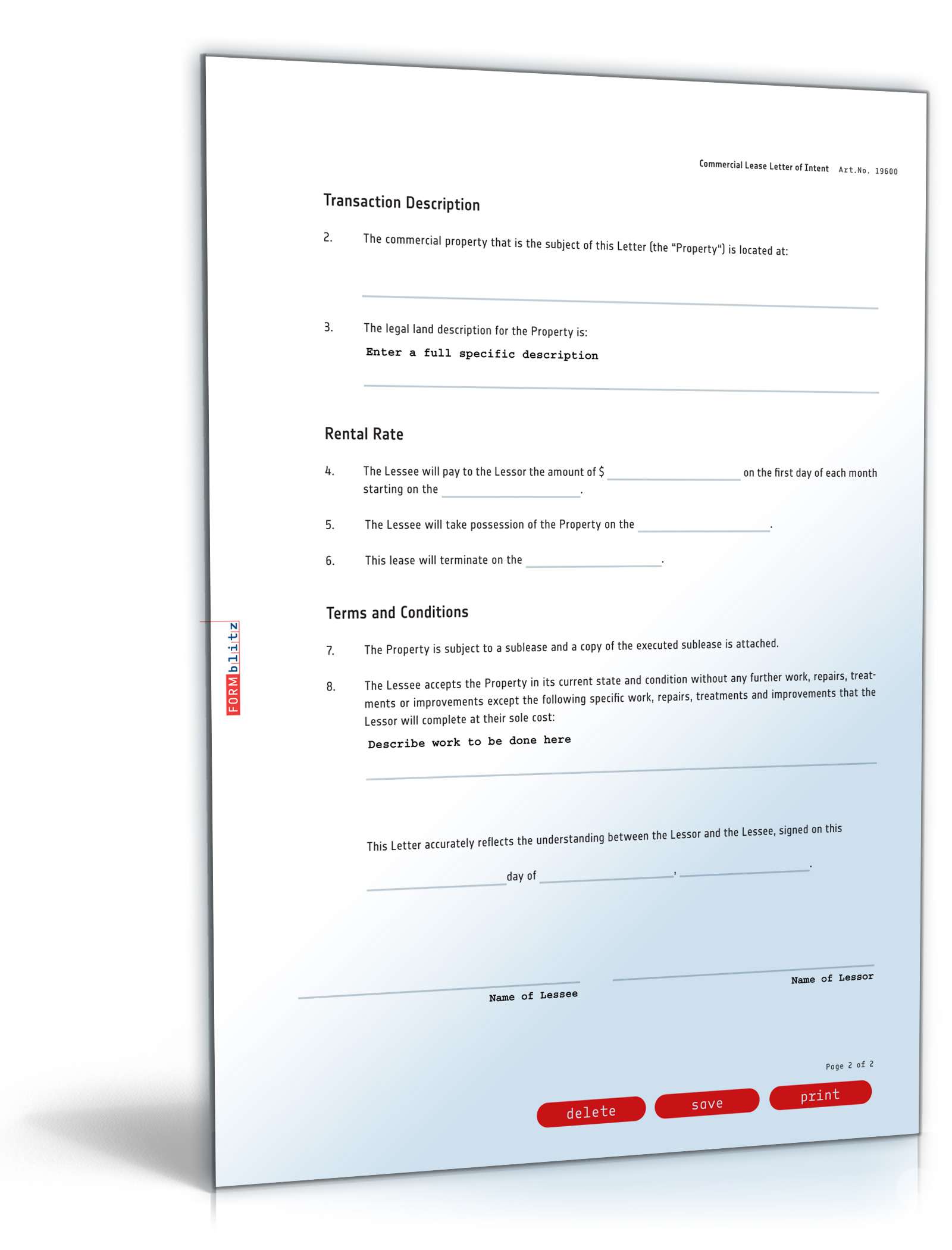 Absichtserklärung Mietvertrag Englisch PDF. Seite: 2